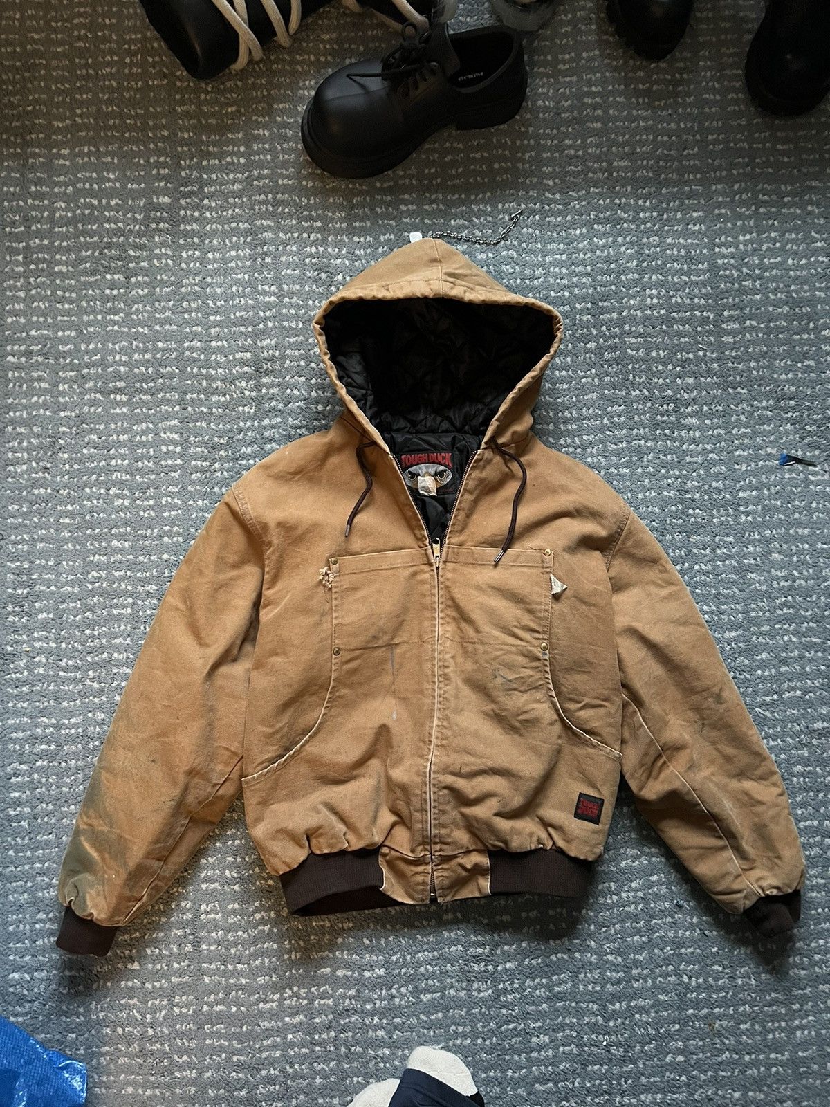 Pre-owned Carhartt X Vintage Super Cool Carhartt Style Workwear Bomber Jacket In Brown Tan