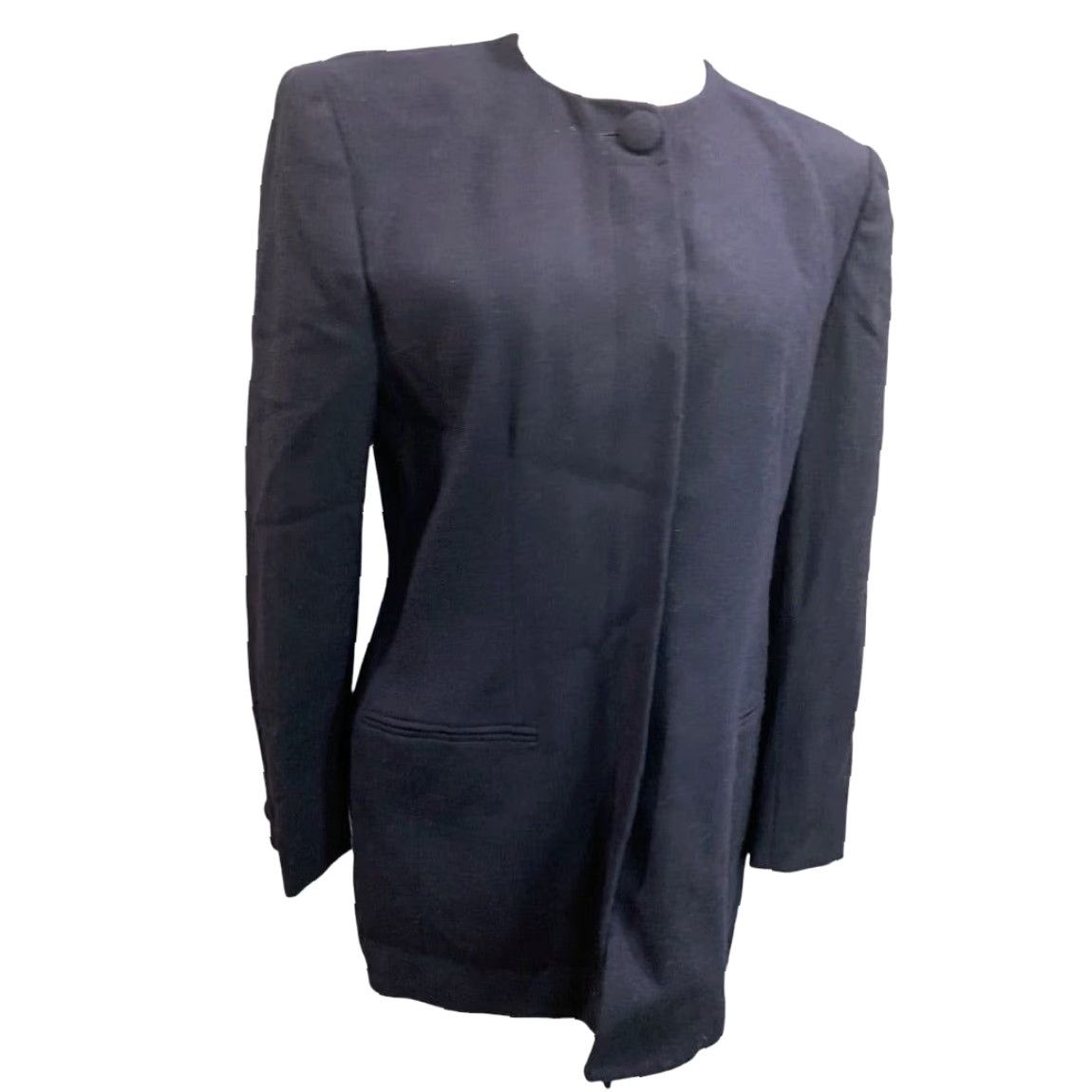 Jones New York VINTAGE Jones New York Women's Blazer Size 8 Navy Blue Wool 1990s Below Hip Womens Size M / US 6-8 / IT 42-44 - 3 Thumbnail