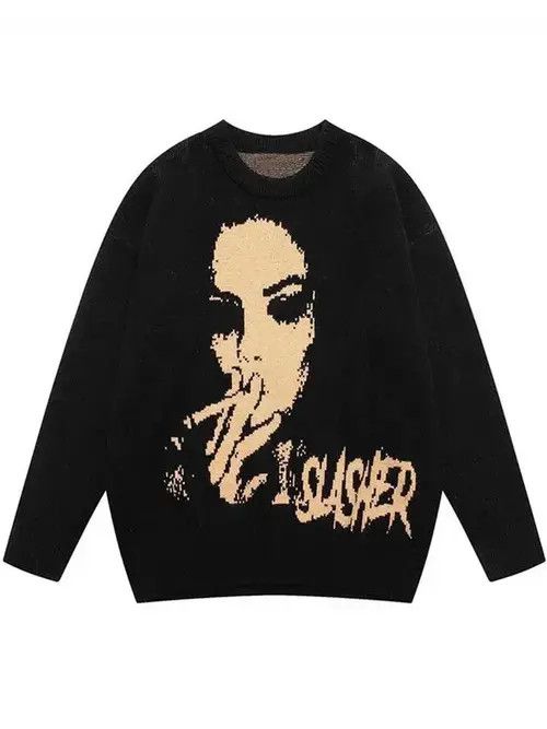 image of Vintage European And American Autumn And Winter Women's in Black (Size Medium)
