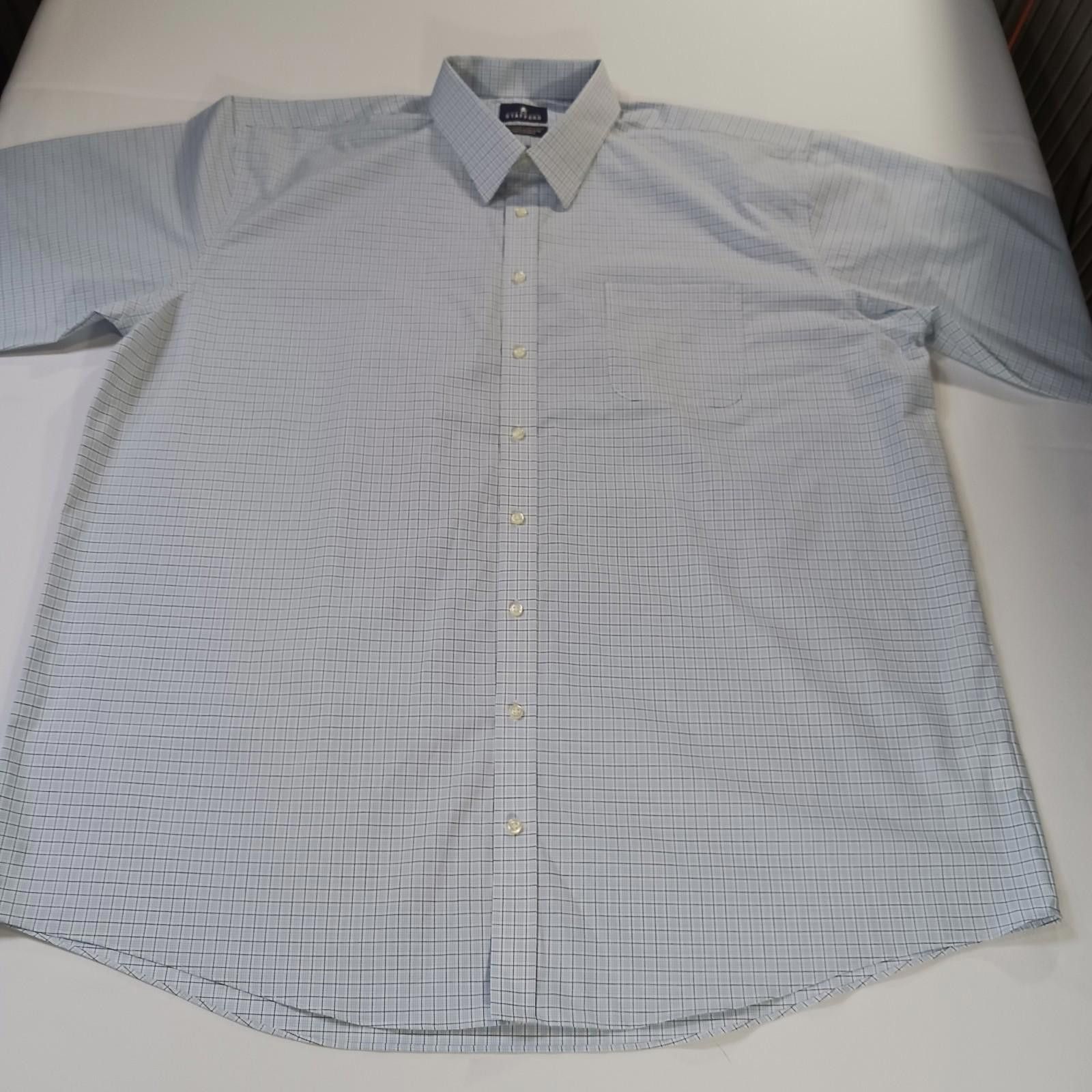 Stafford Stafford RN#93677 Mens White Plaid Shirt Sz Big 19 (36-37) Size US M / EU 48-50 / 2 - 11 Thumbnail