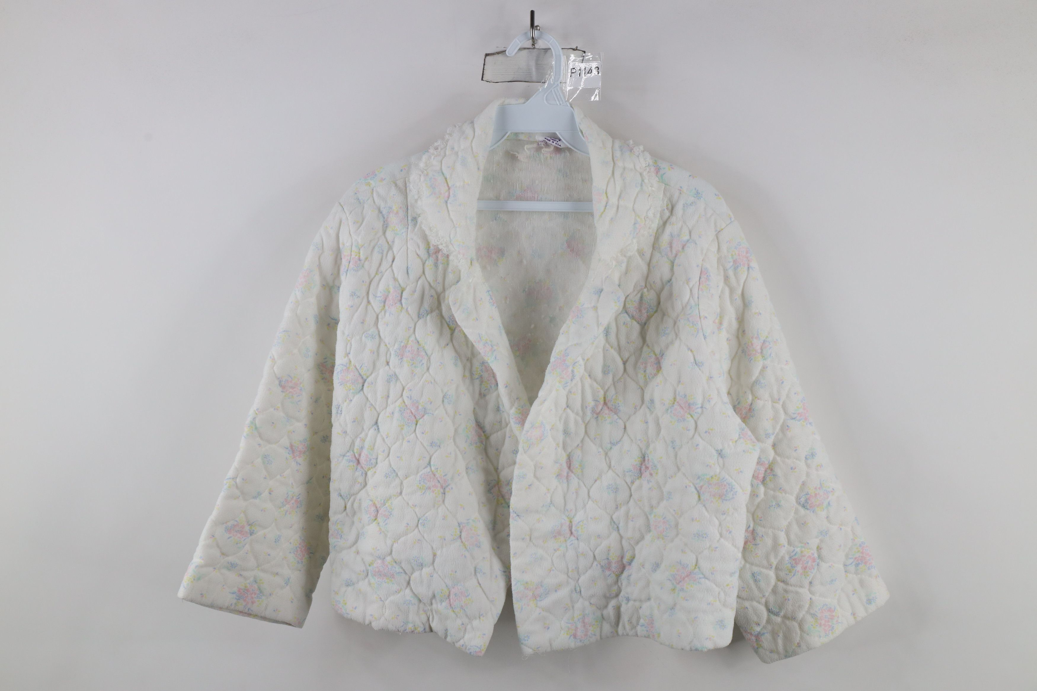 Vintage Vintage 50s 60s Quilted Lace Flower Sleep Cape Jacket USA Size XL / US 12-14 / IT 48-50 - 1 Thumbnail