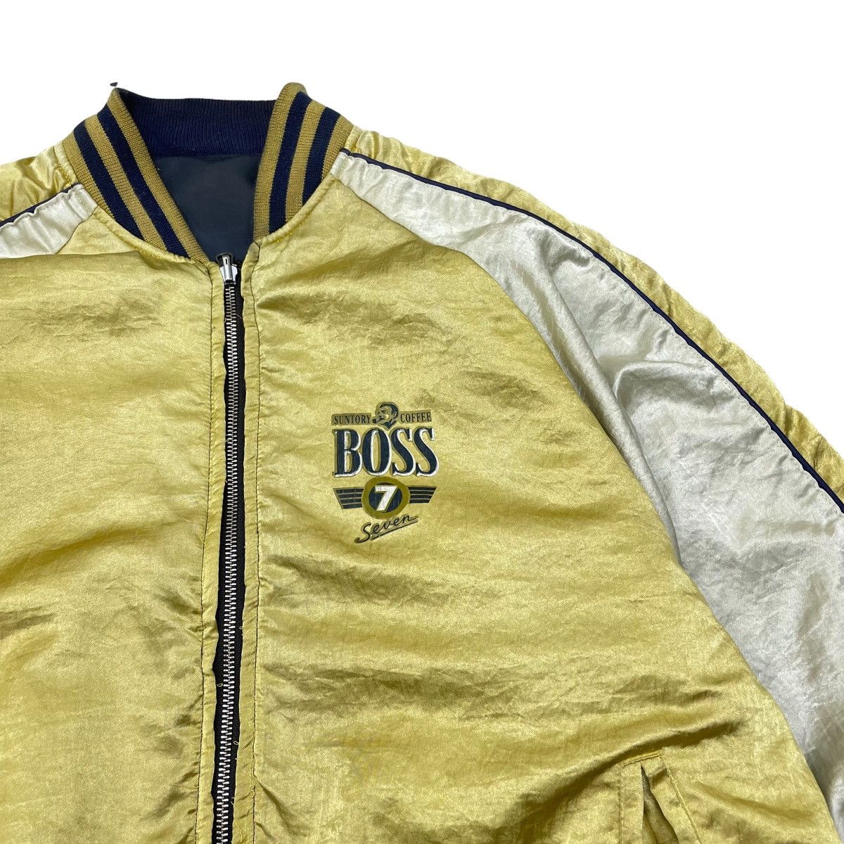 Japanese Brand 🔥Vintage Suntory Coffee Boss Bomber Reversible Satin Jacket Size US L / EU 52-54 / 3 - 4 Thumbnail