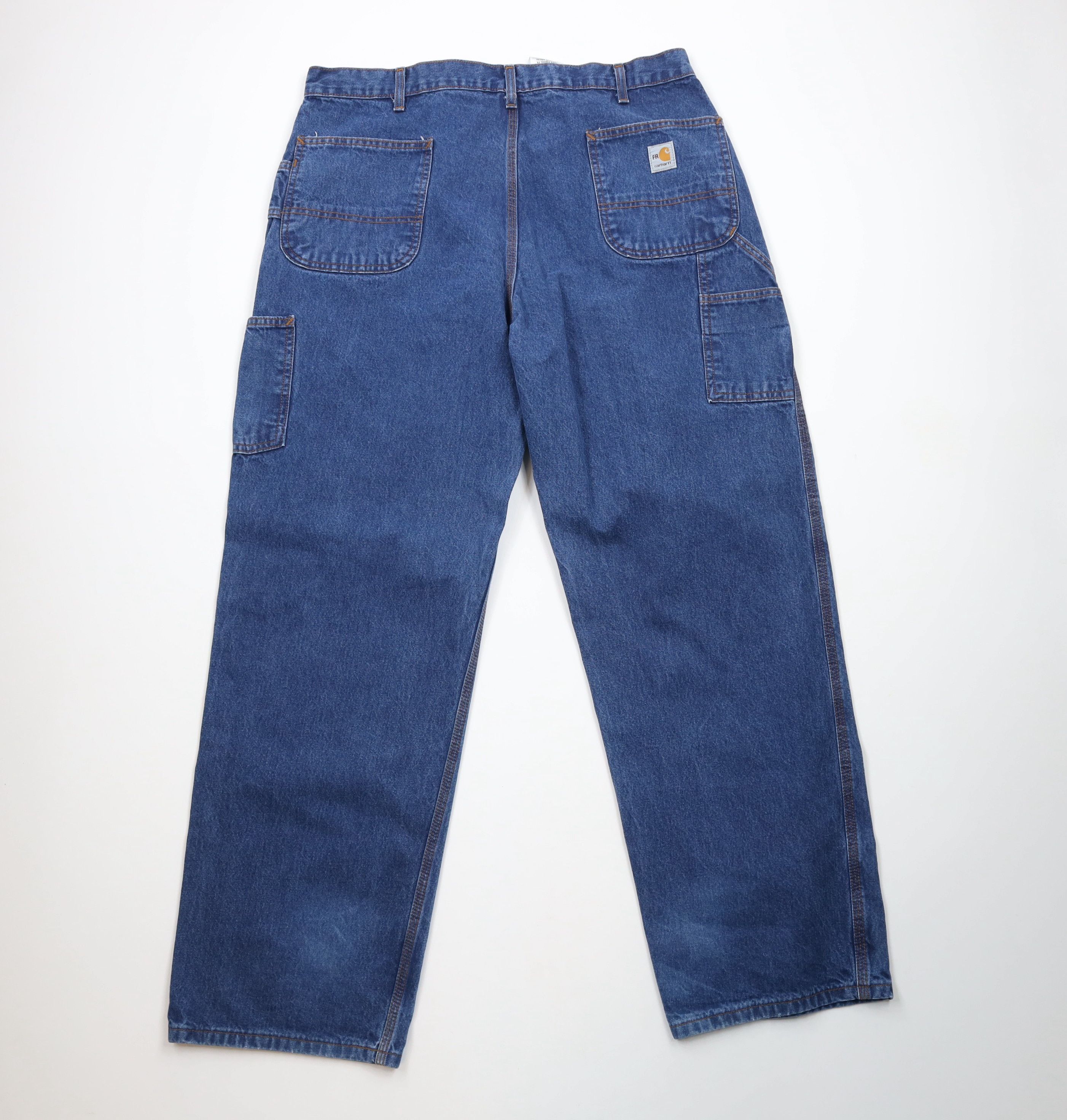 Carhartt × Vintage Vintage Y2K Carhartt FR Wide Leg Dungaree Jeans Blue Size US 38 / EU 54 - 12 Thumbnail