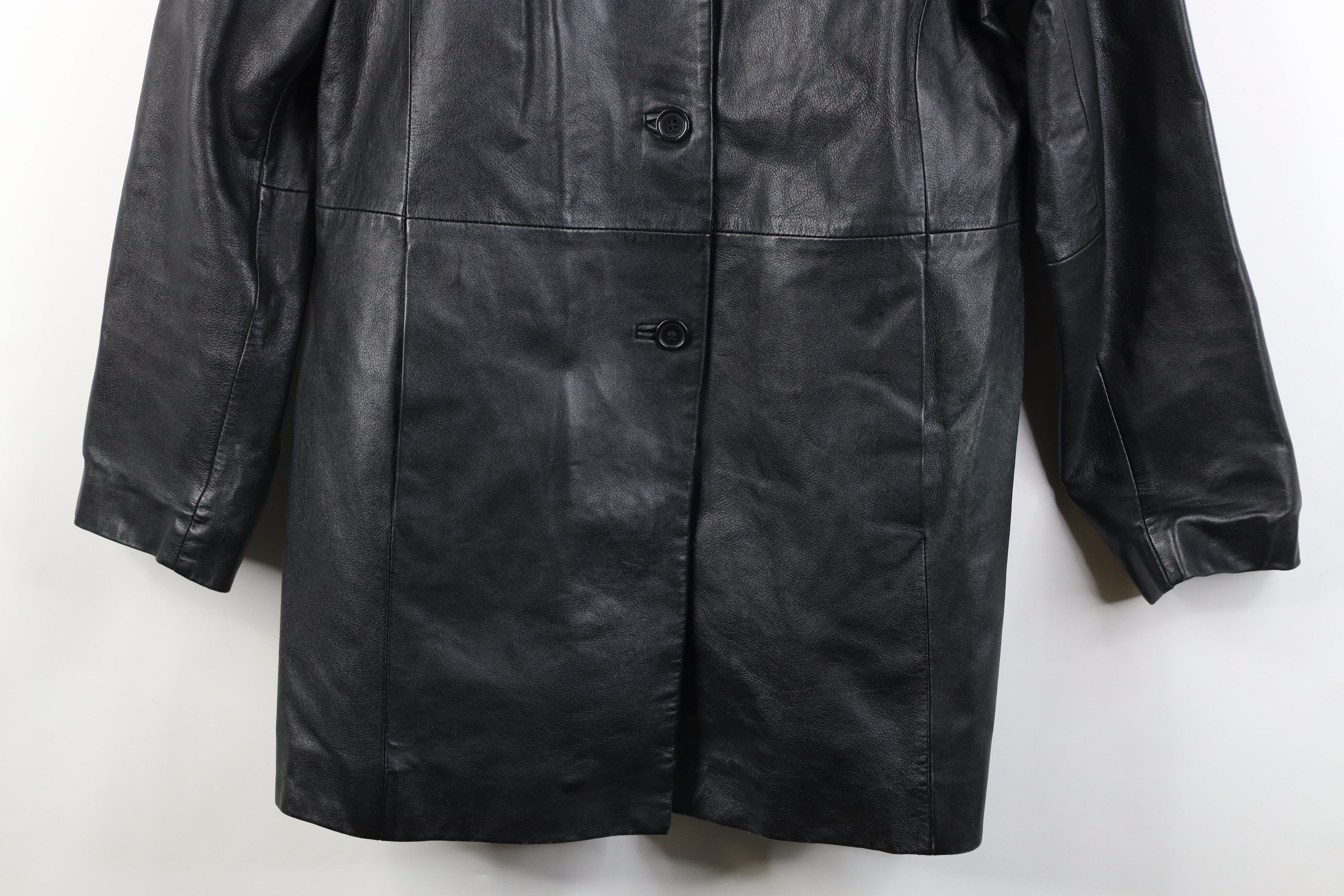 Vintage Vintage 90s Streetwear Leather Button Jacket Coat Black Size L / US 10 / IT 46 - 3 Thumbnail