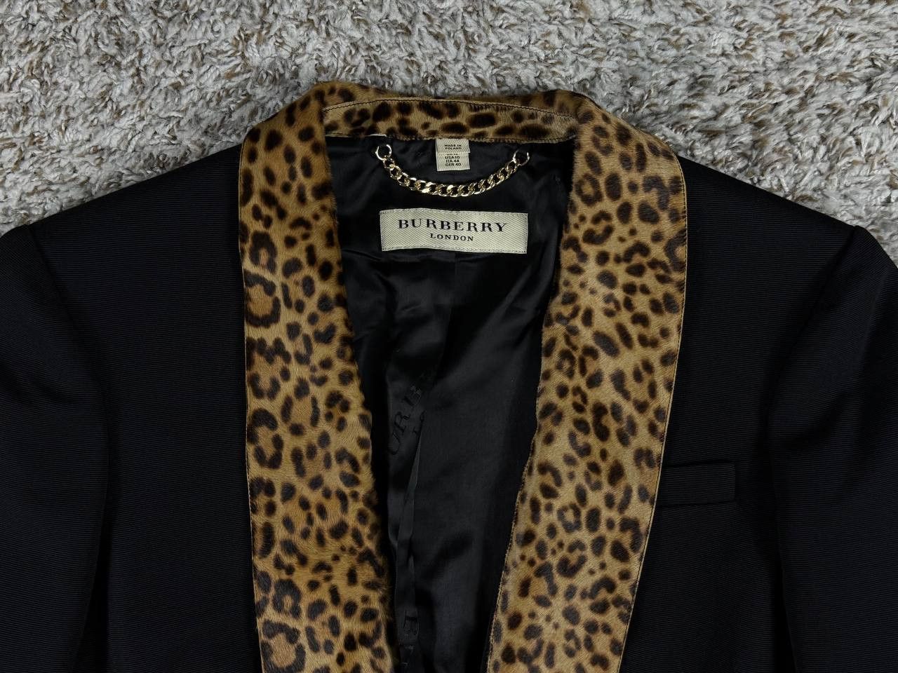 Burberry Burberry London Leopard Pony Hair Shawl Collar Wool Blazer Size L / US 10 / IT 46 - 2 Thumbnail