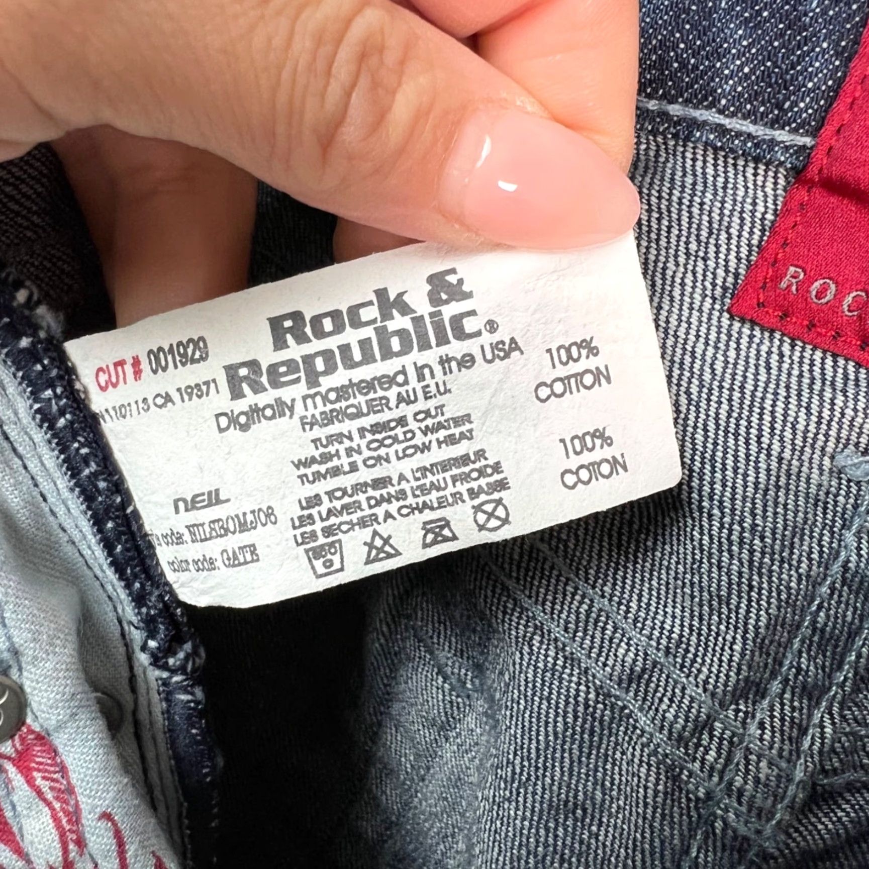 Vintage Rock & Republic Womens Size 29 Distressed Denim Jeans Straight Leg Blue Wash Size 29" - 5 Thumbnail