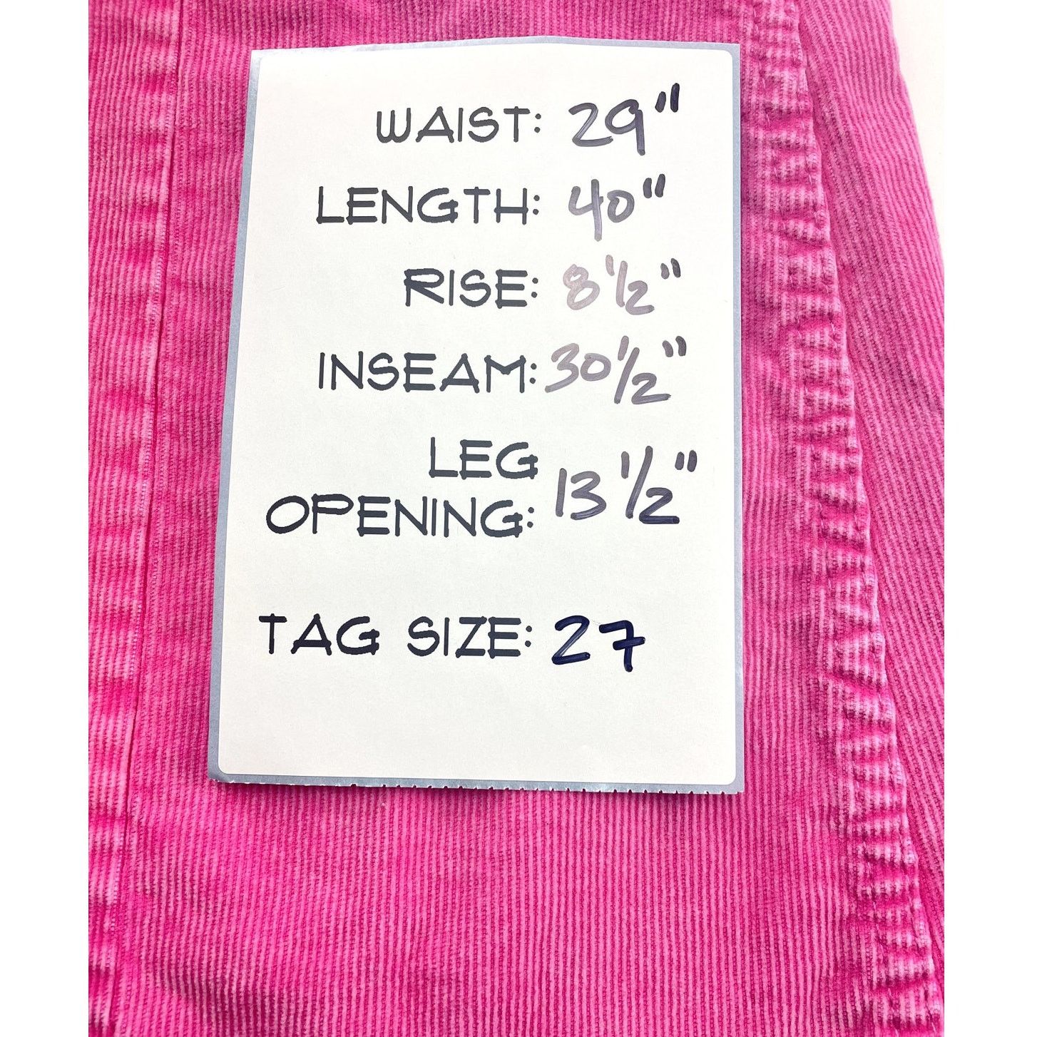 Bdg Low Rise Barbie Pink Corduroy Pants Womens (27) Flare Size 27" / US 4 / IT 40 - 6 Thumbnail