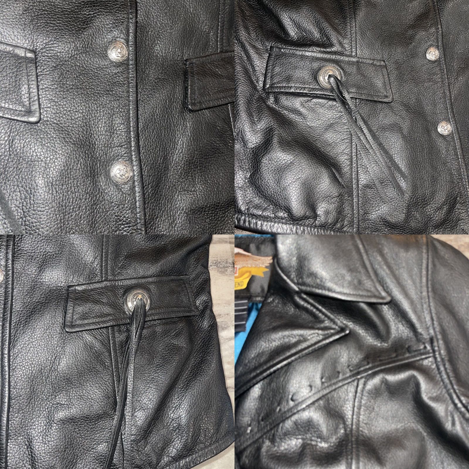 Harley Davidson Harley-Davidson Women Jacket Motorcycle Leather Black M Teal Lining Fringe Snaps Logo Duck Tail Hem Casual Travel Size M / US 6-8 / IT 42-44 - 8 Thumbnail