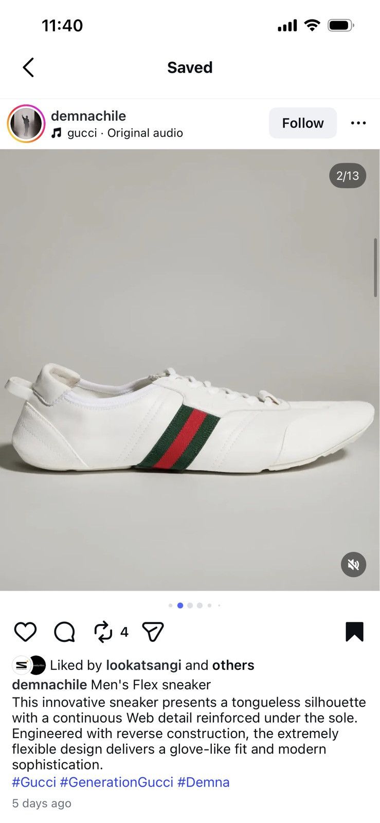 Gucci OG Gucci Flex Sneaker archive Size US 11 / EU 44 - 12 Thumbnail