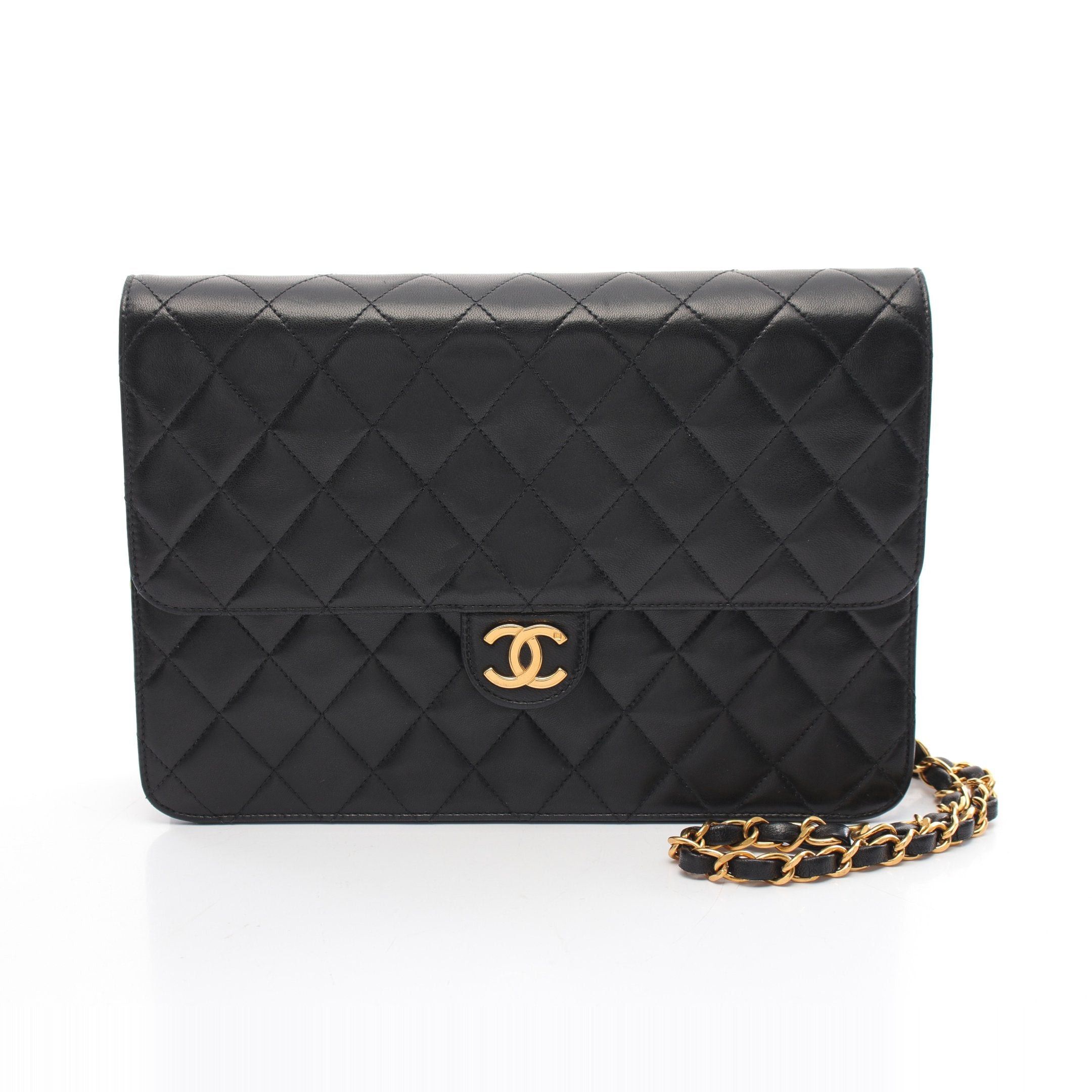 Chanel Chanel Matelasse Single Flap Chain Shoulder Bag Lambskin Black Gold Hardware Push Lock Size ONE SIZE - 1 Thumbnail