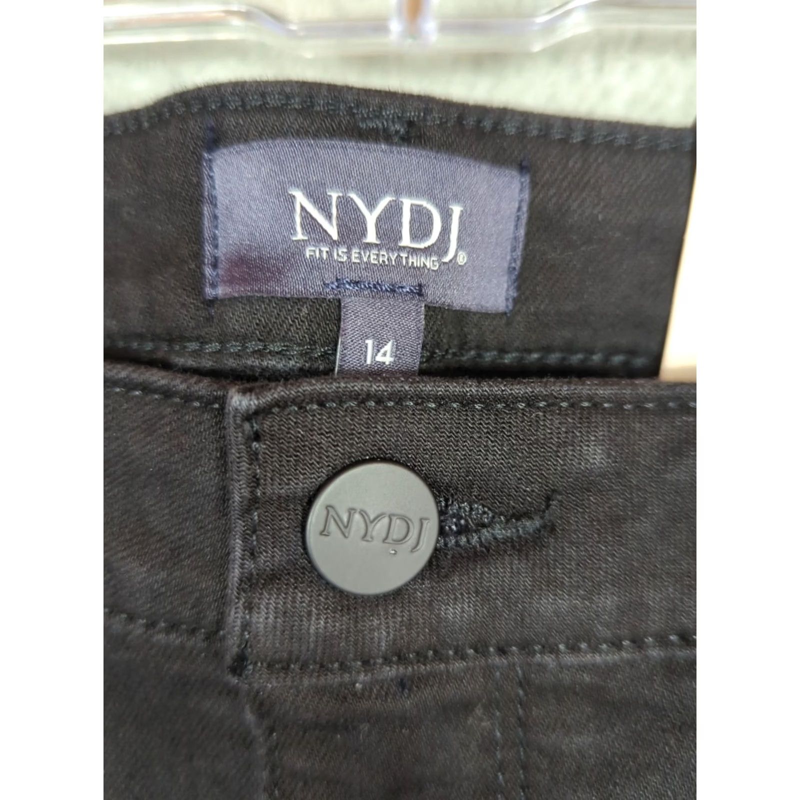 NYDJ NYDJ Barbara Bootcut Jeans Women's 14 Black Stretch Denim Lift Tuck Size 36" / US 14 / IT 50 - 2 Thumbnail