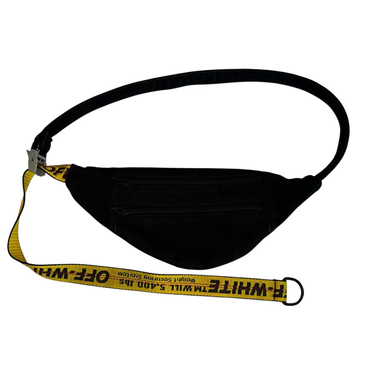 Off-White OFF-WHITE Denim Black Belt Bag w/ Yellow Industrial Strap Size ONE SIZE - 8 Thumbnail