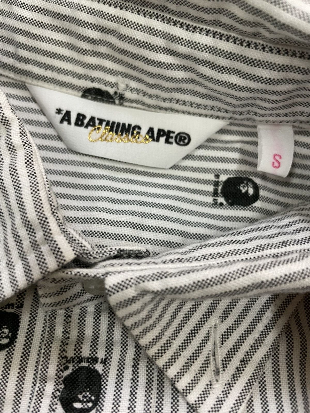 Bape Bape Striped With All Over Bape Head Print Shirt Size S / US 4 / IT 40 - 4 Thumbnail