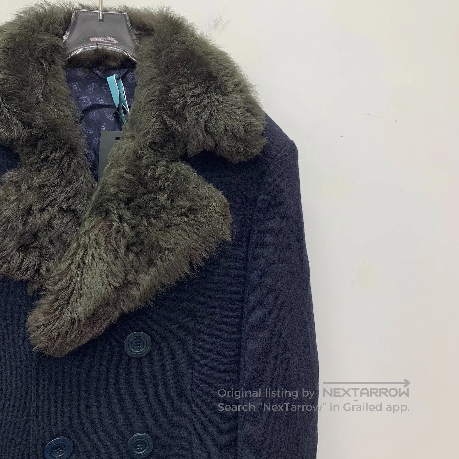 Etro ETRO Dark blue cotton fur collar double-breasted long slee Size US L / EU 52-54 / 3 - 3 Thumbnail