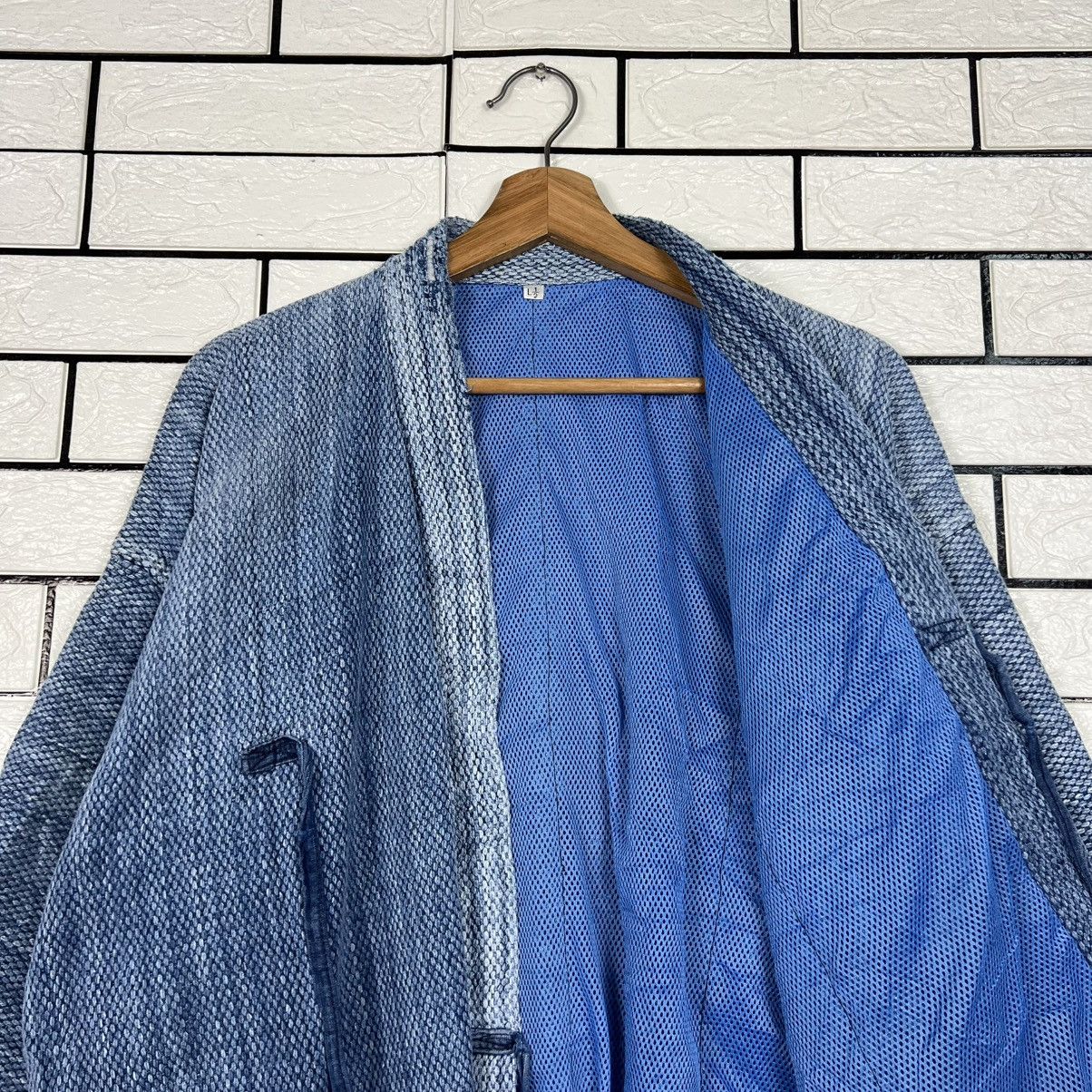 Vintage Japan Indigo Faded Blue Sashiko Thick Weave Kimono 4148-C189 Size US L / EU 52-54 / 3 - 10 Thumbnail