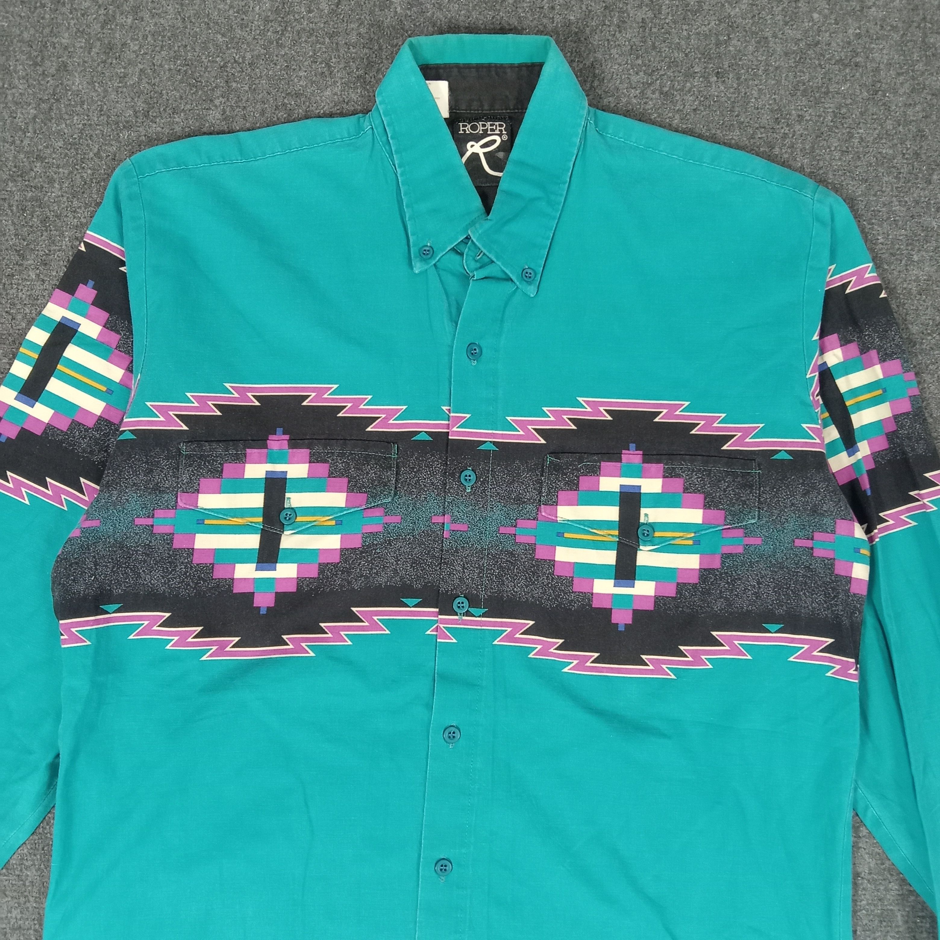 Roper × Vintage ROPER Preppy Style Abstract Art Long Sleeve Shirt Size US M / EU 48-50 / 2 - 2 Thumbnail