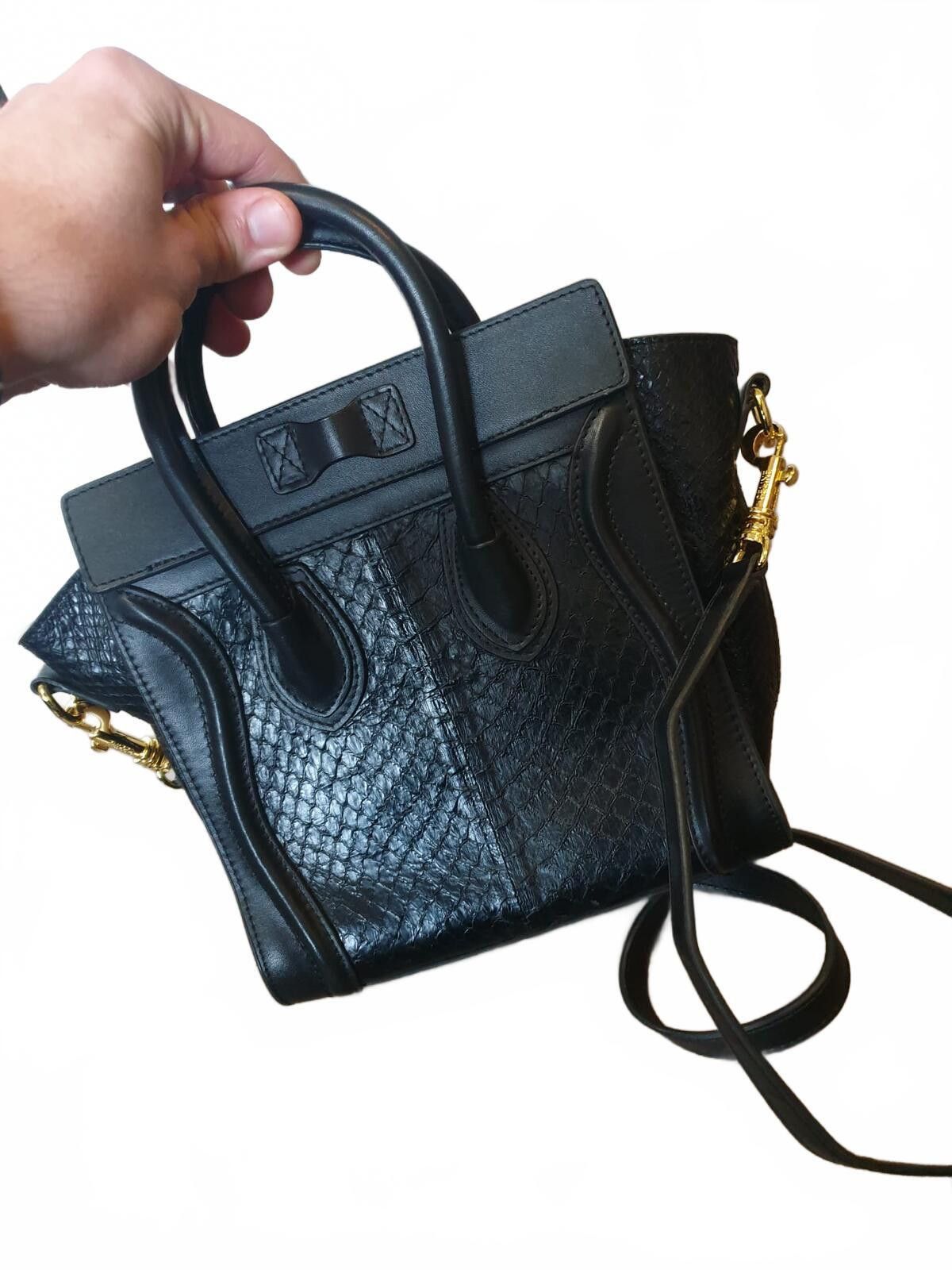 Celine Celine - Black Mini Luggage Tote Bag with Gold Hardware Size ONE SIZE - 3 Thumbnail