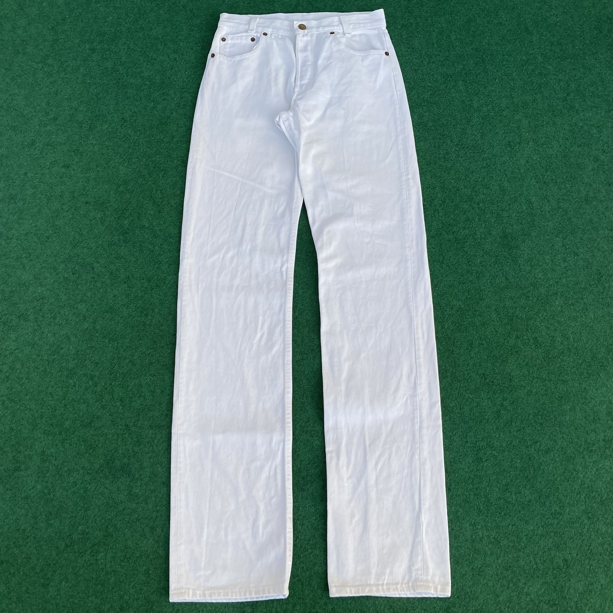Levi's × Vintage Vtg Levis 501 Distressed Ripped White Grunge Jeans Size US 27 - 1 Thumbnail