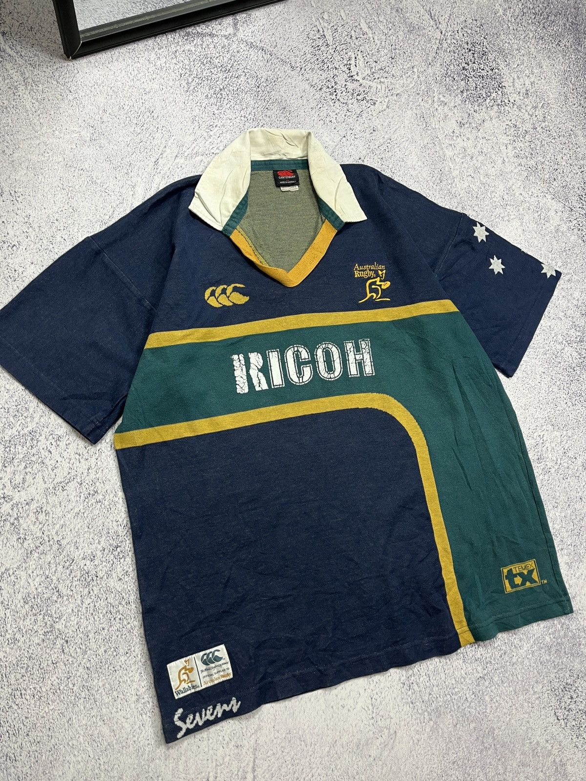 Canterbury of New Zealand Vtg 90’s Canterbury Australian Rugby Wallabies Sevens Jersey Size US XL / EU 56 / 4 - 4 Thumbnail