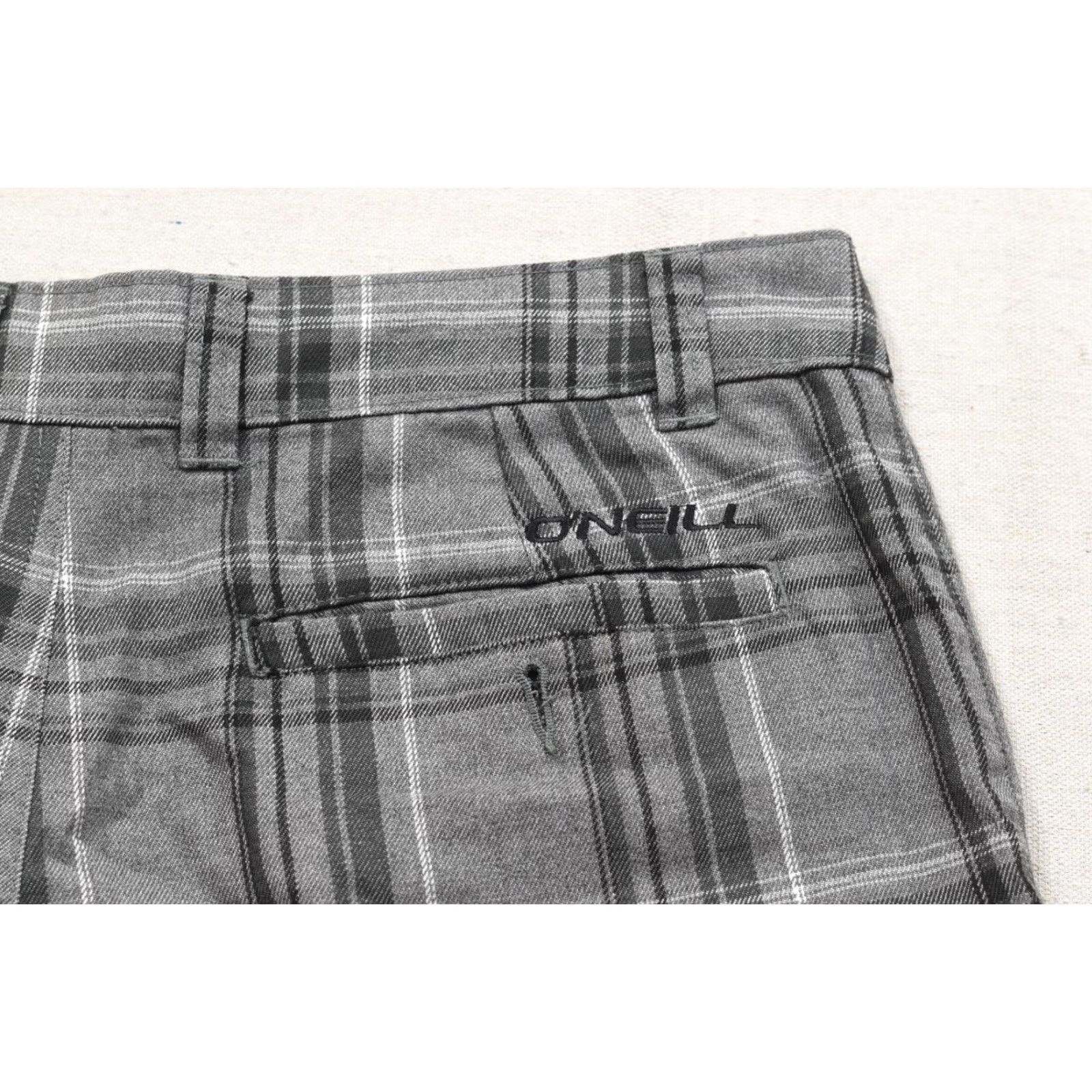 O'Neill O'Neill Men's 32 Gray Plaid Hybrid Shorts Polyester Viscose Blend Zip Flat Front Mid Rise Pockets Casual Chino Regular Summer Spring Size US 32 / EU 48 - 6 Thumbnail