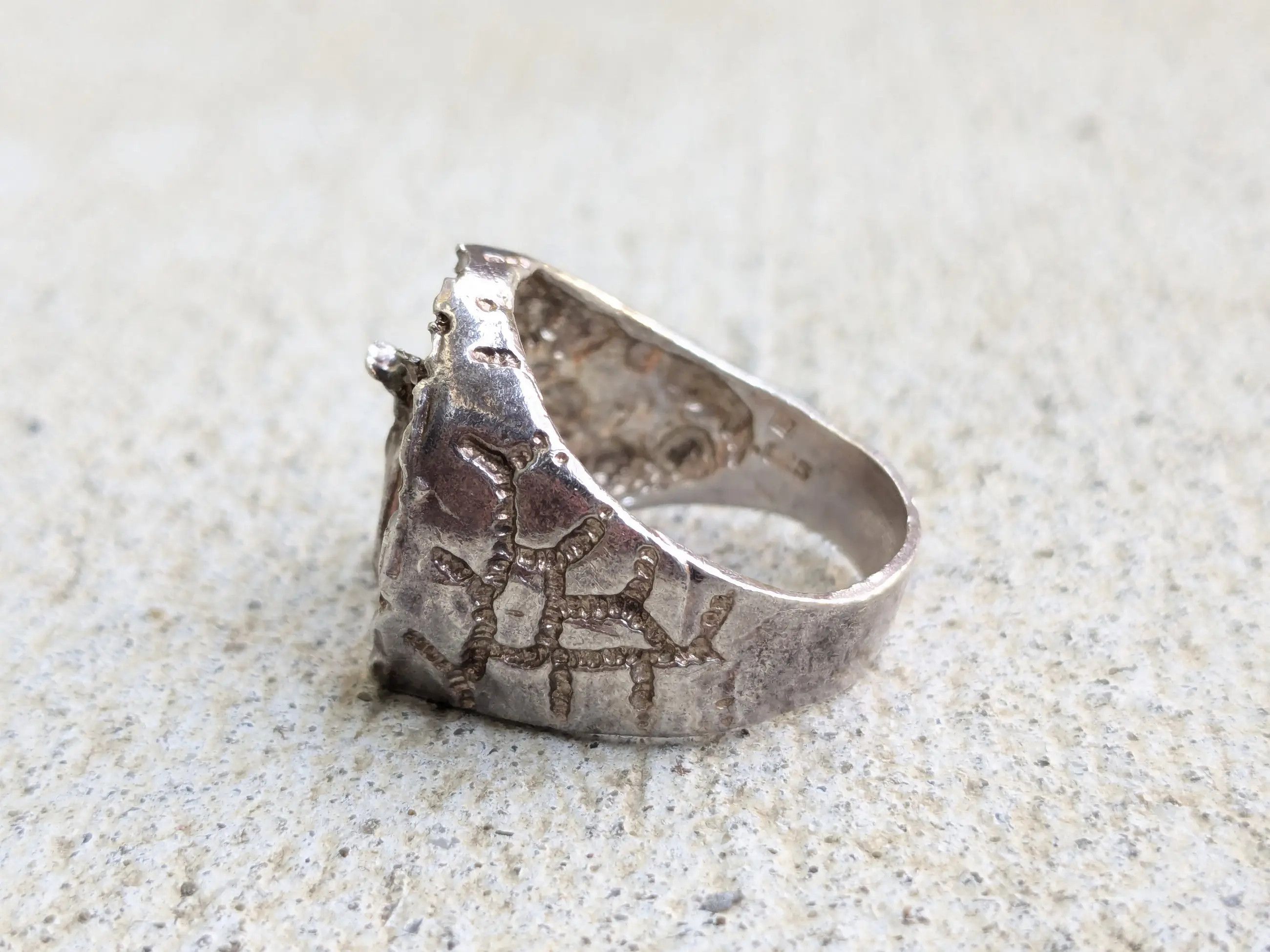 Jewelry Vintage Sterling Silver Ring Horseshoe Nugget 10.75 Size ONE SIZE - 3 Thumbnail