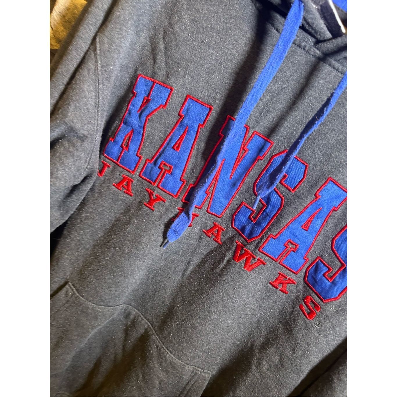 Vintage Vintage Y2K Kansas Jayhawks Embroidered Blue Hoodie Size US M / EU 48-50 / 2 - 2 Thumbnail