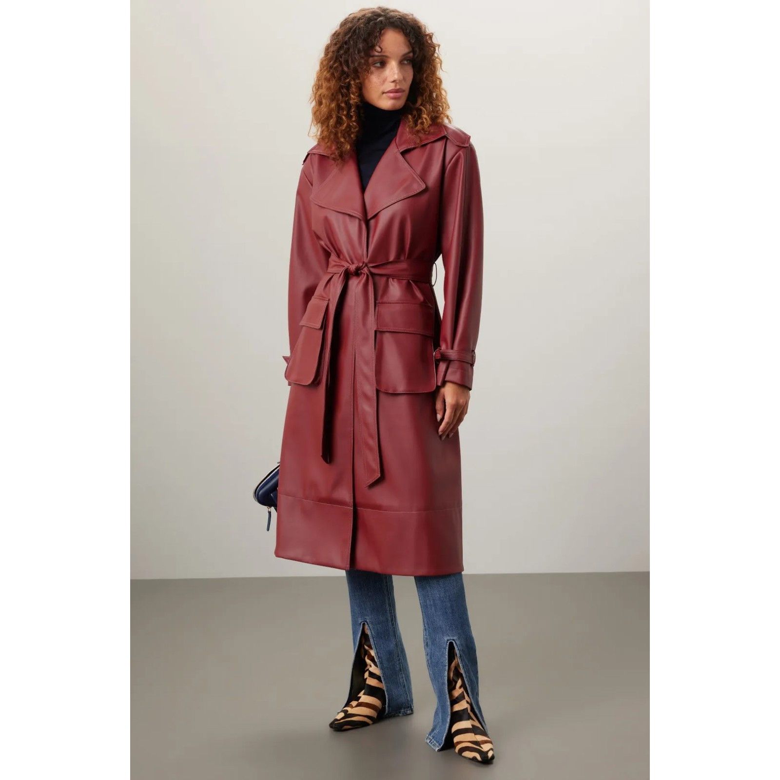 Other ASHLEY PARK x RTR Long Red Faux Leather Jacket Size S MSRP $ Size M / US 6-8 / IT 42-44 - 5 Thumbnail