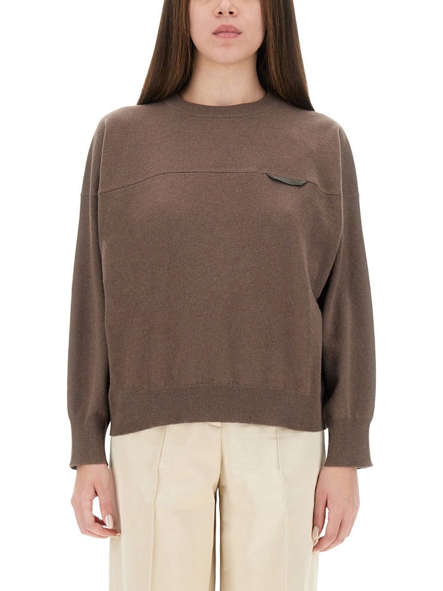 Brunello Cucinelli BRUNELLO CUCINELLI CASHMERE SWEATER - BROWN Size M / US 6-8 / IT 42-44 - 1 Thumbnail