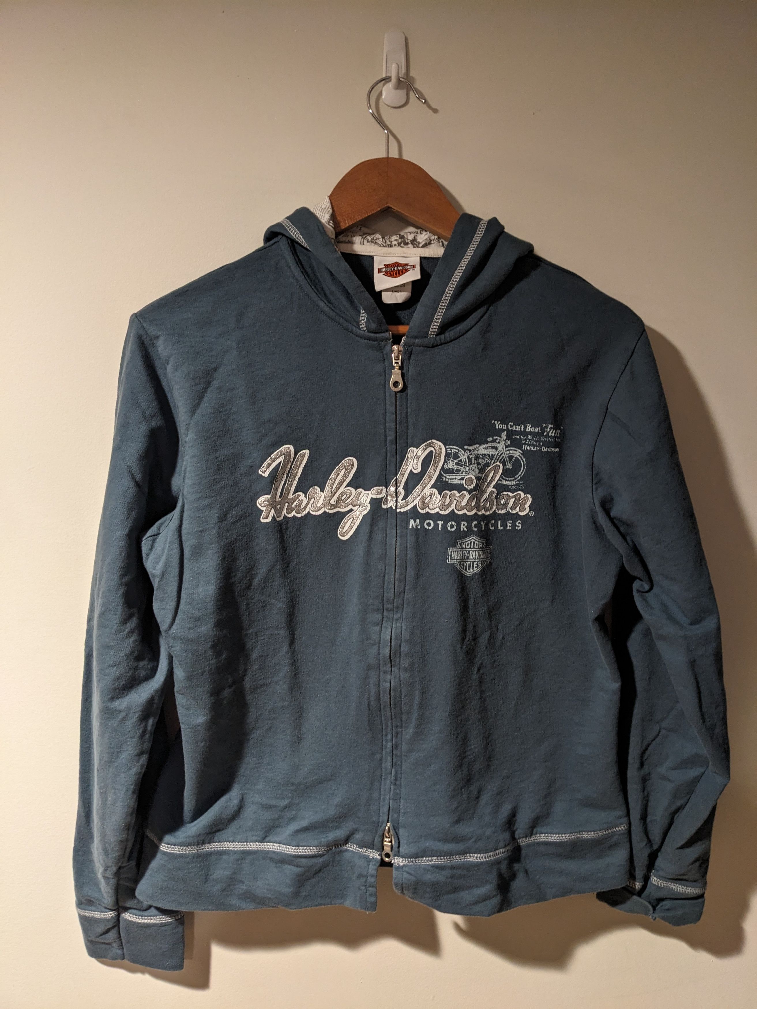 Harley Davidson × Vintage Harley Davidson Motorcycle Womans Blue Large Full Zip Hoodie Size L / US 10 / IT 46 - 1 Thumbnail