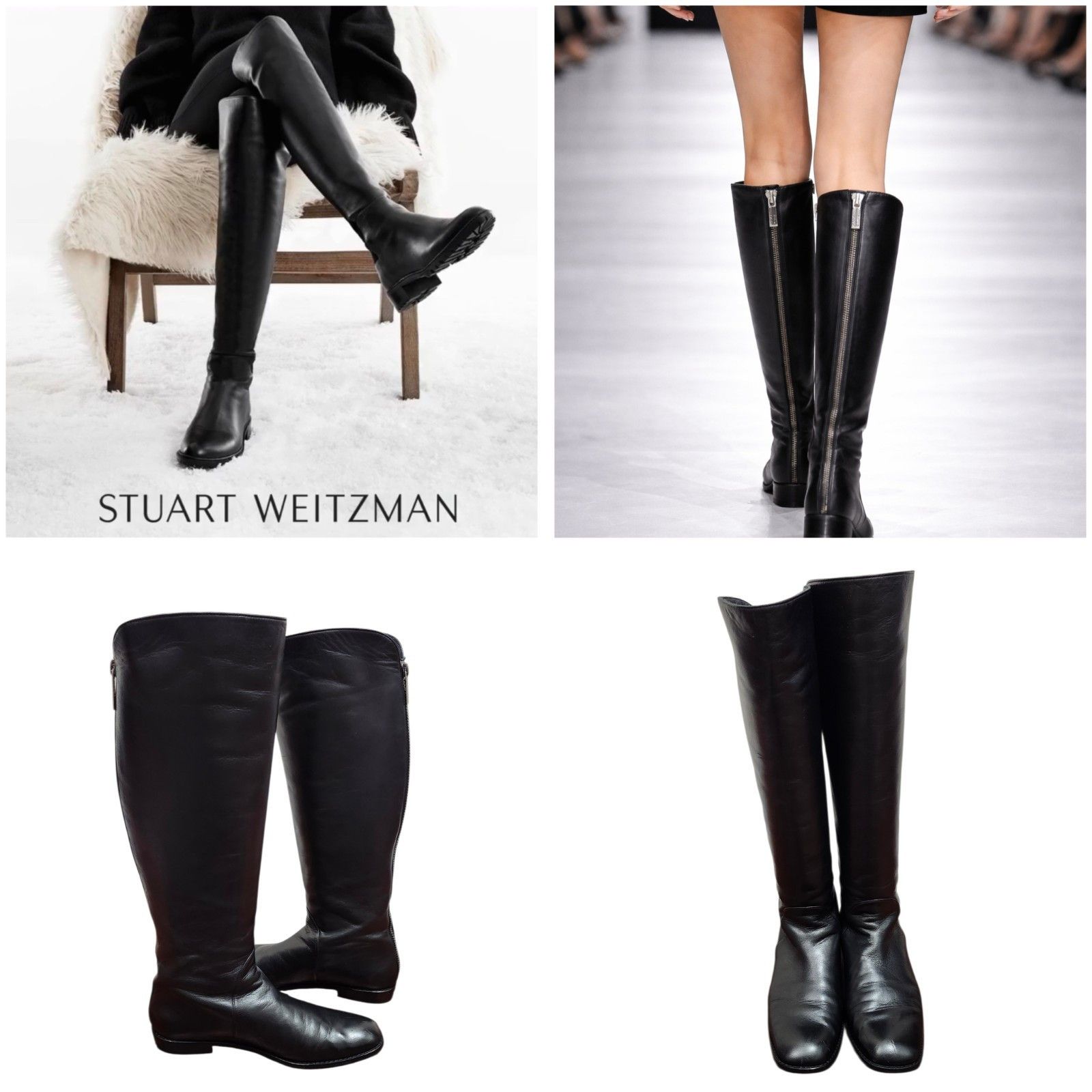 Stuart Weitzman Stuart Weitzman Black Leather Knee High Riding Boots Side Size US 7.5 / IT 37.5 - 17 Thumbnail