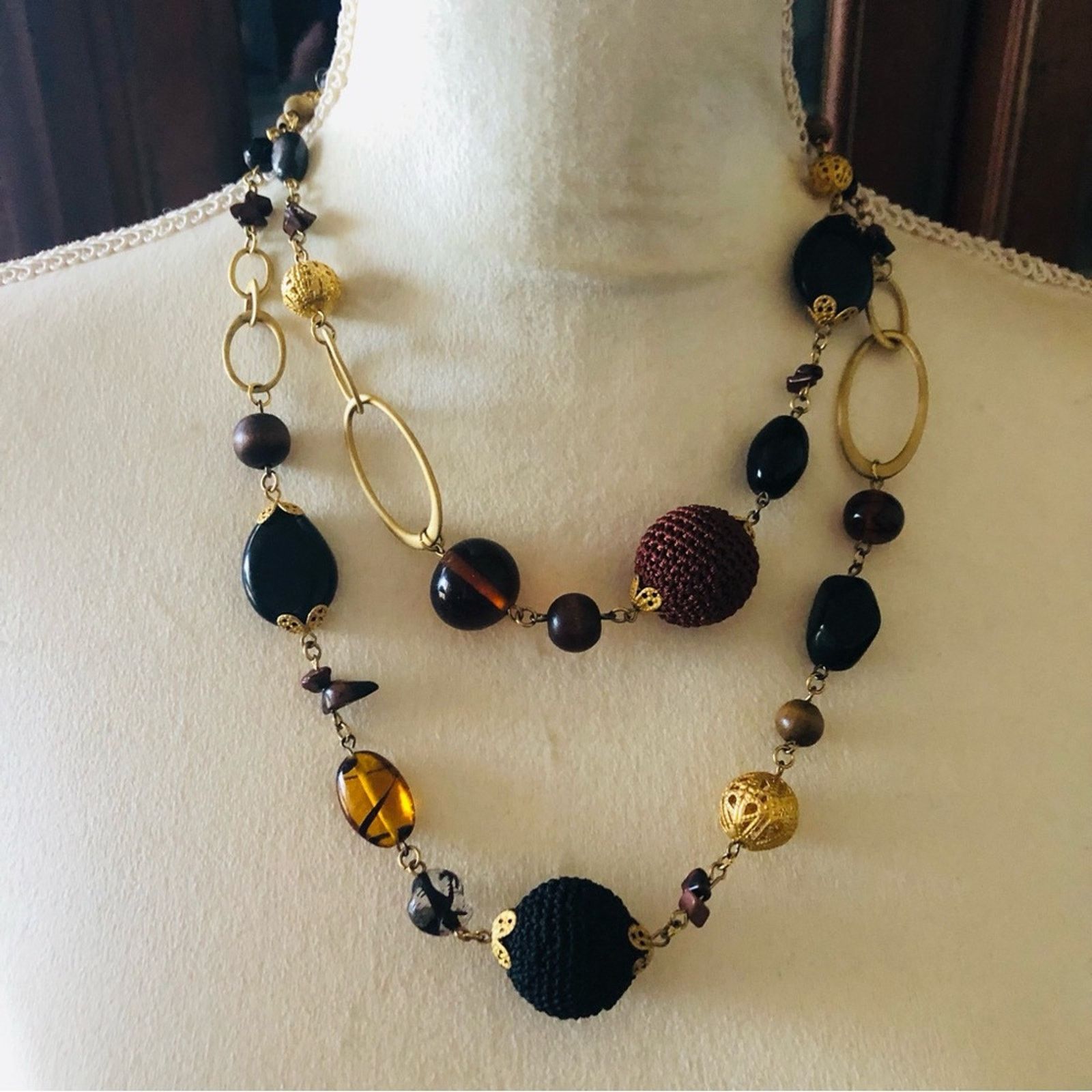 Vintage Vintage 80s double strand matte gold tone necklace Size ONE SIZE - 2 Thumbnail