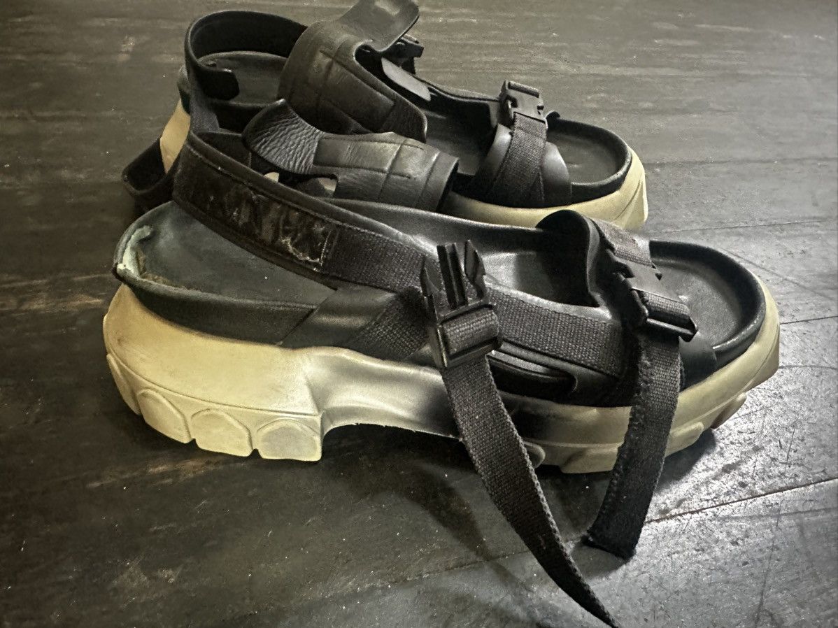 Rick Owens Rick Owens Black/ Grey Leather Chunky Tractor Sandals Size US 8 / EU 41 - 1 Thumbnail