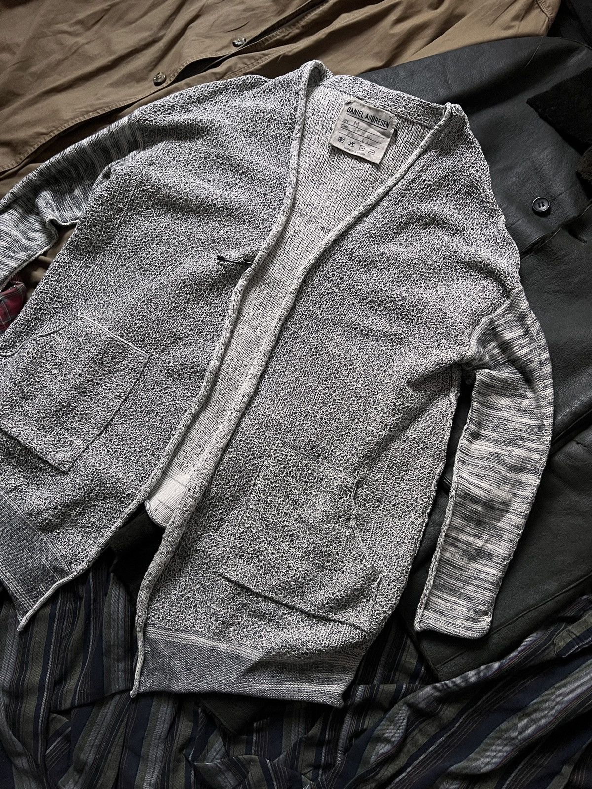 Daniel Andresen Daniel Andresen Grey Knitted Linen Cardigan With Pockets Size US M / EU 48-50 / 2 - 3 Thumbnail