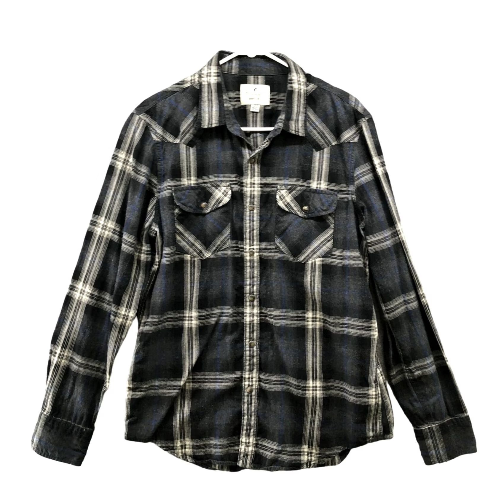 American Eagle Outfitters VINTAGE American Eagle Pearl Snap Flannel Shirt Mens L Plaid Gray Western Cotton Flannel Shirt Long Sleeve Button-Up Cowboy Western Mens L Gray Size US L / EU 52-54 / 3 - 2 Thumbnail