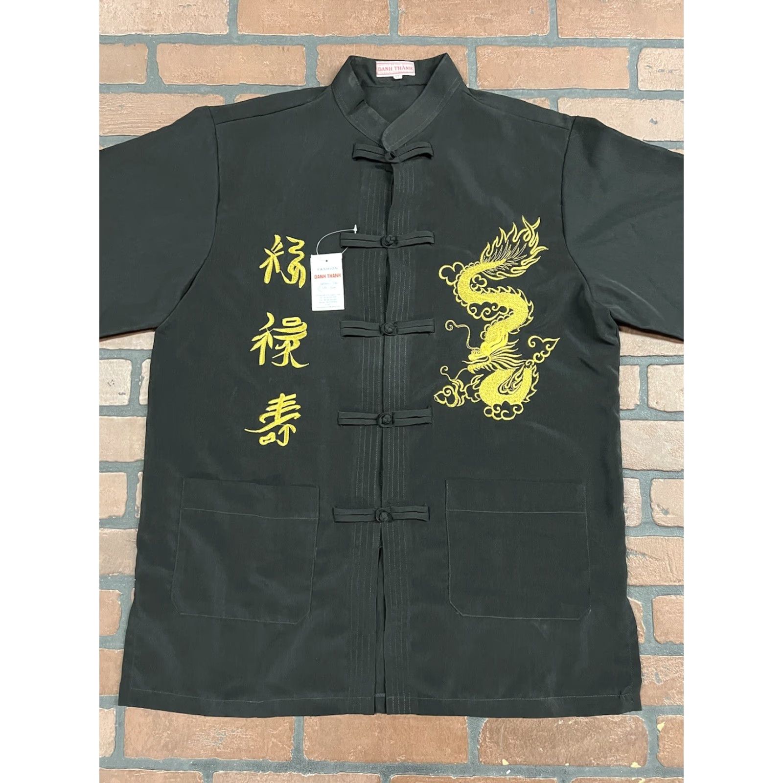 Vintage Danh Thanh Shirt Men’s XL Black Embroidered Dragon Silk NWT Size US XL / EU 56 / 4 - 2 Thumbnail