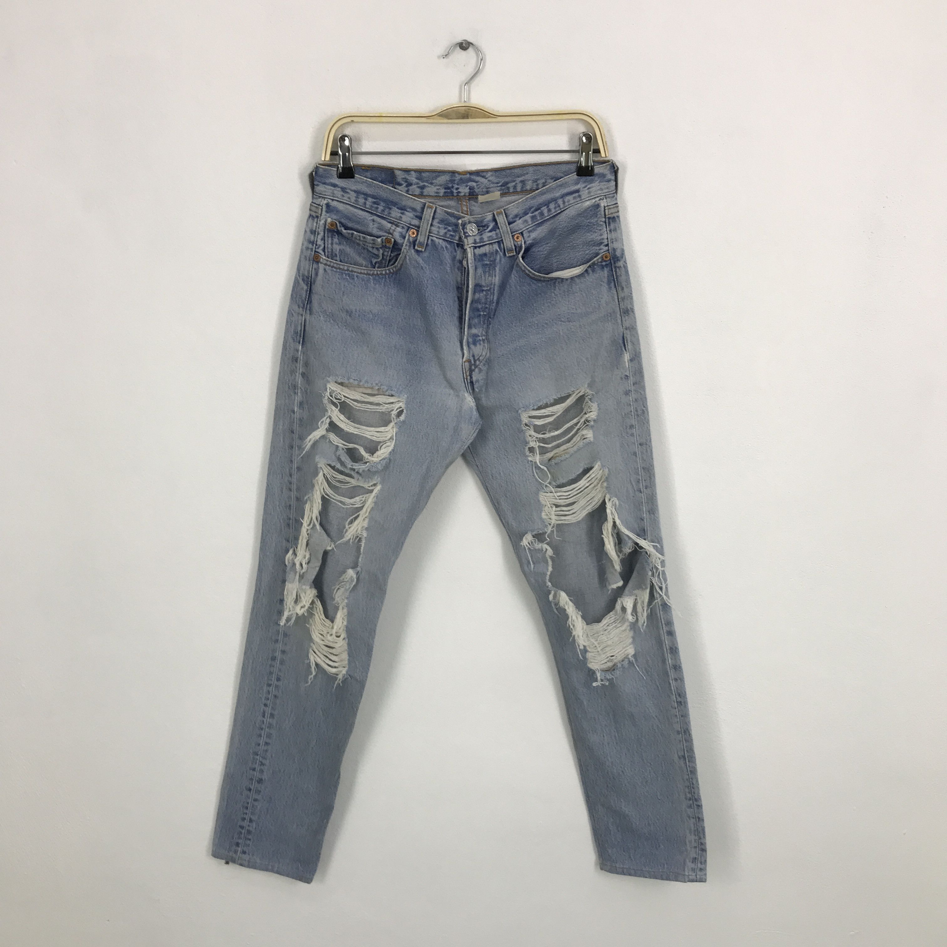Levi's × Levi's Vintage Clothing Vtg Levi's 501 Ripped distressed Denim jeans pants Size US 31 - 1 Thumbnail