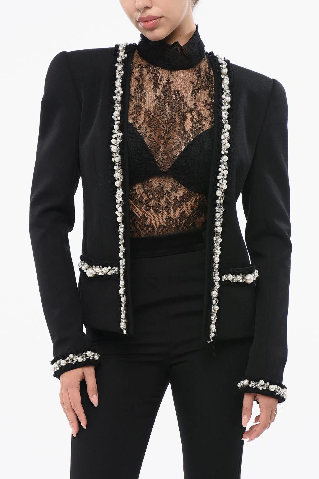 og1mm0326 Collarless Blazer in Black