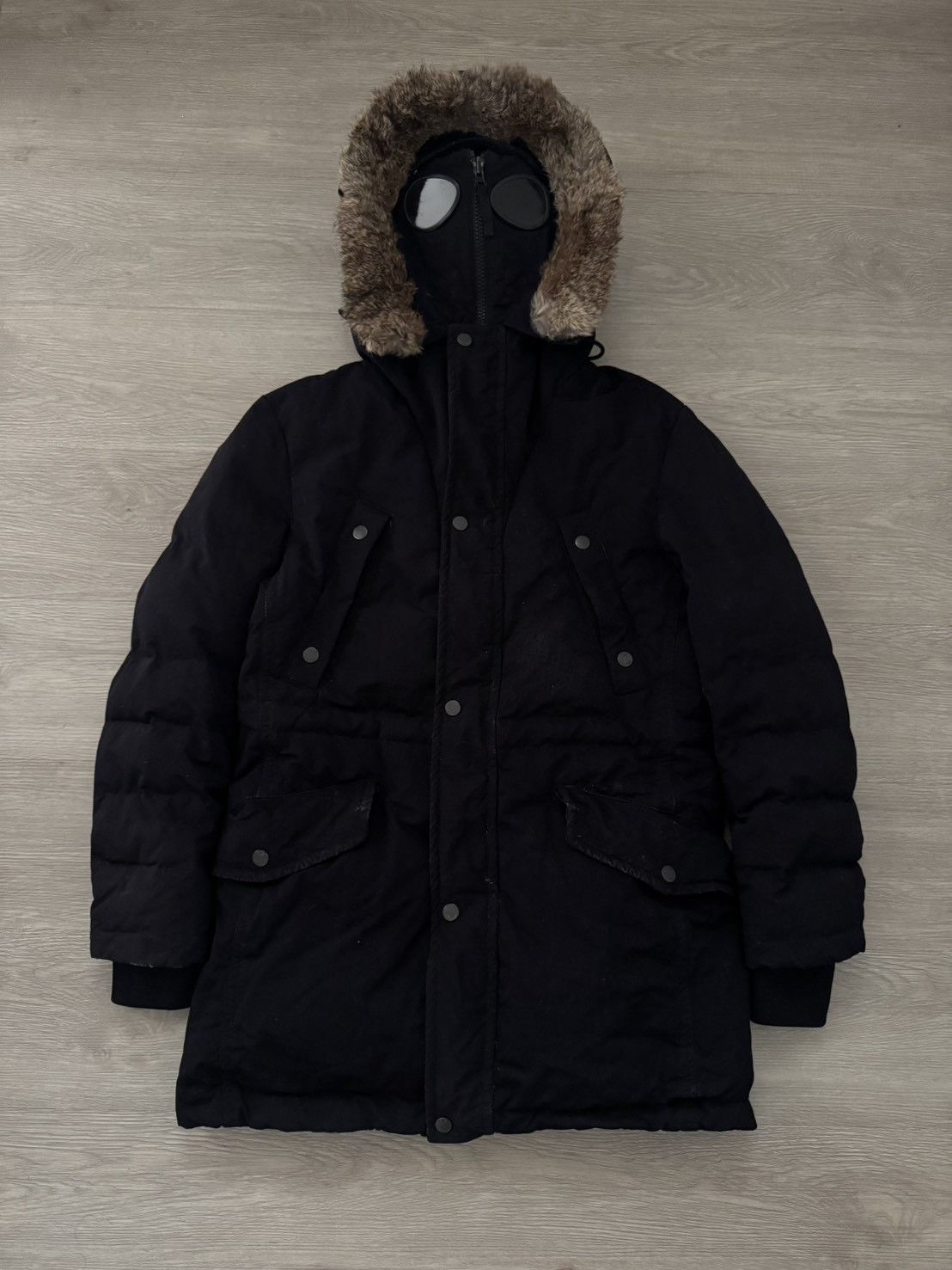 Cp company google len fur mask face Norge Puffer down jacket