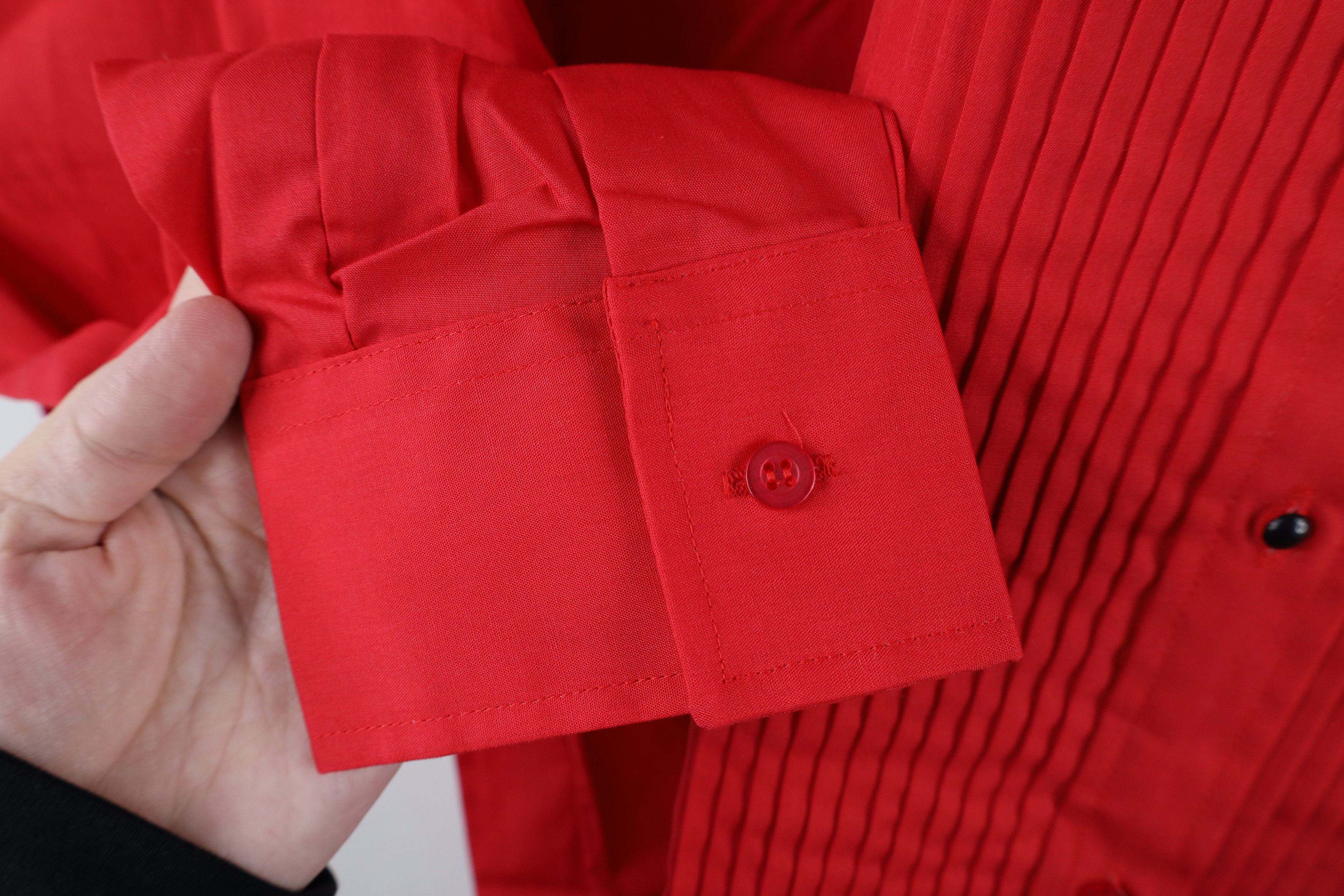 Vintage Deadstock Vintage 90s Tuxedo Prom Formal Button Shirt Red Size US L / EU 52-54 / 3 - 6 Thumbnail