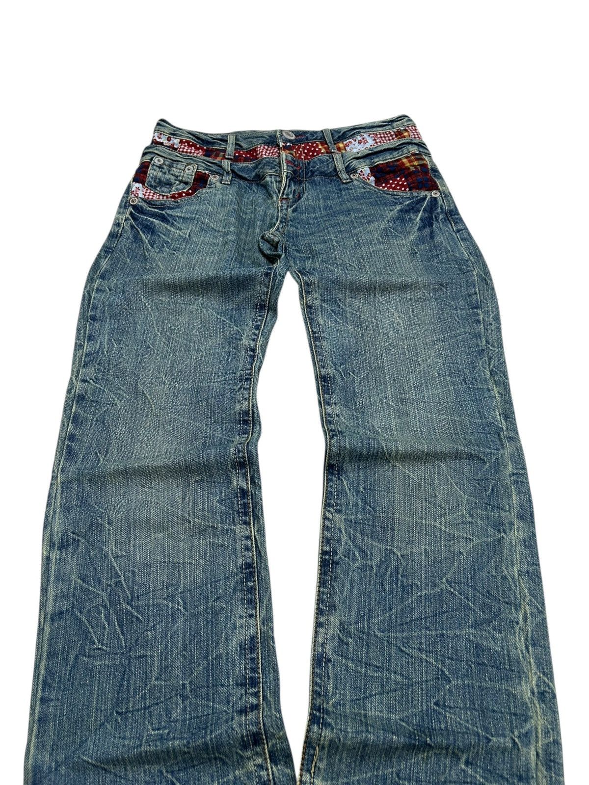 Le Grande Bleu (L.G.B.) Vintage Double Waist Checkered Clawn Marks Distressed Size US 31 - 3 Thumbnail