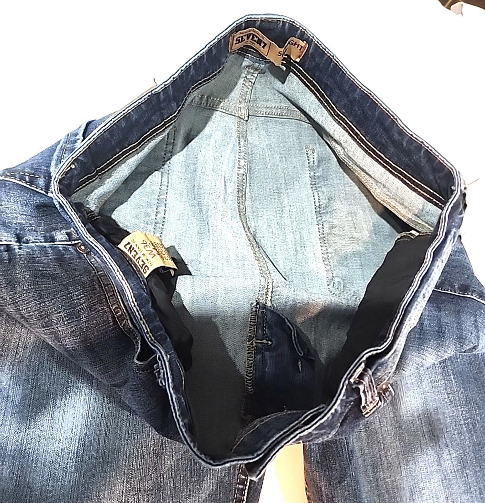 Seven 7 Seven7 Men’s Blue Jeans Straight Denim Actual 36Wx29L S72B Size US 36 / EU 52 - 4 Thumbnail