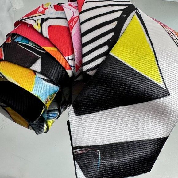 Handmade Modernist Striped Tie Retro Designer Menswear Tie Necktie Mi Size ONE SIZE - 5 Thumbnail
