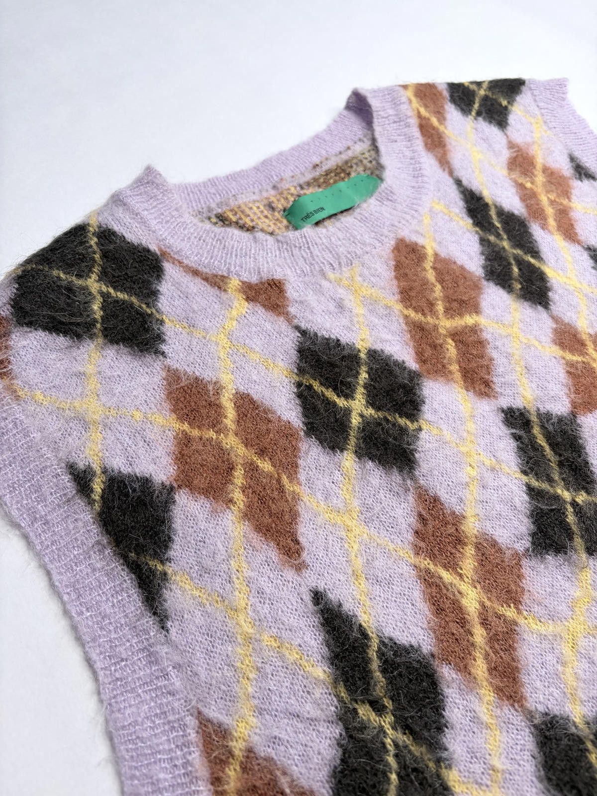 Tres Bien Tres Bien everywear Knit Vest Acid Argyle Lilac Size US XL / EU 56 / 4 - 4 Thumbnail