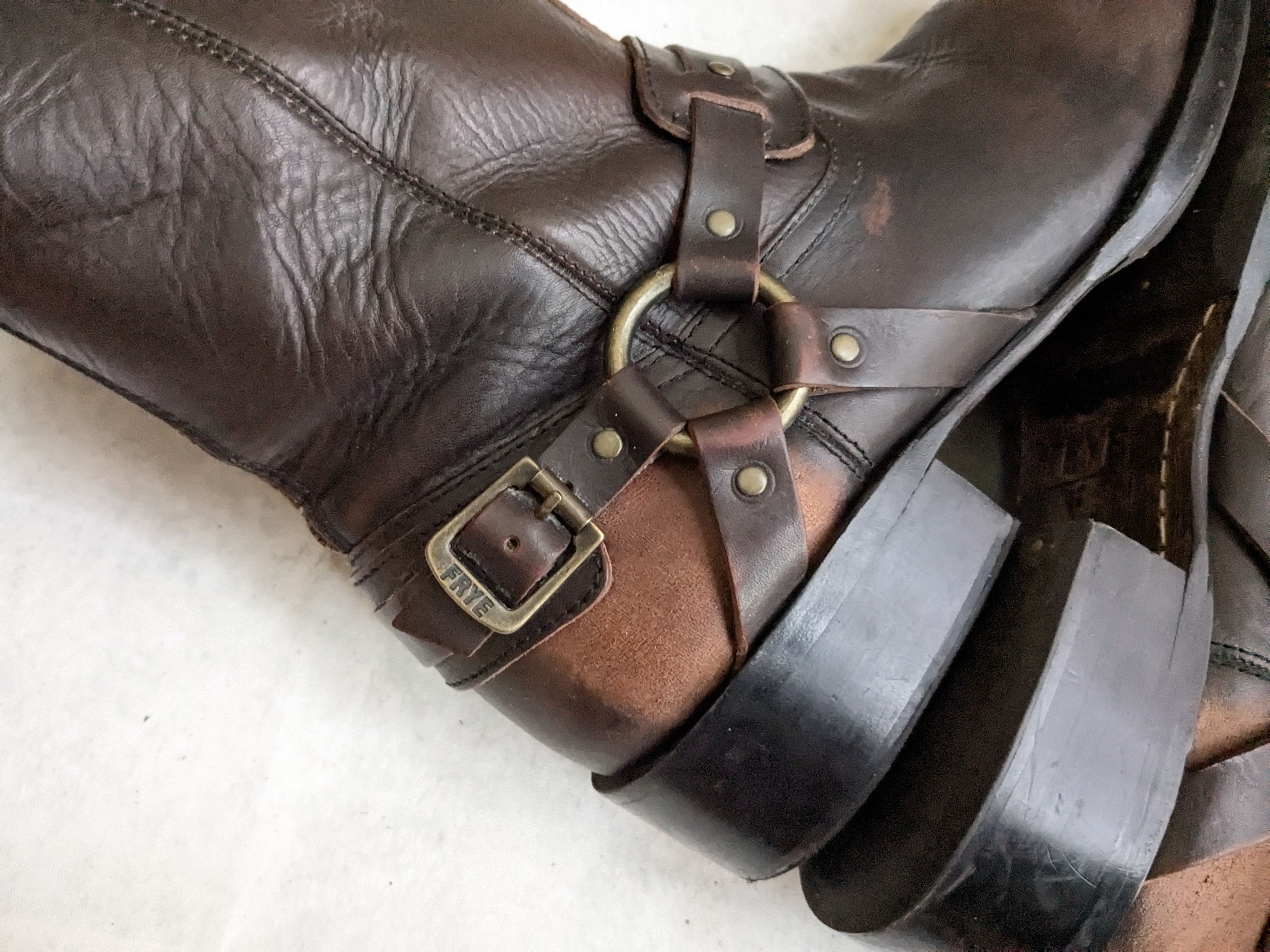 Frye Frye Harness Boots Brown 11.5 Leather Buckle Back Zip Size US 11.5 / EU 44-45 - 9 Thumbnail