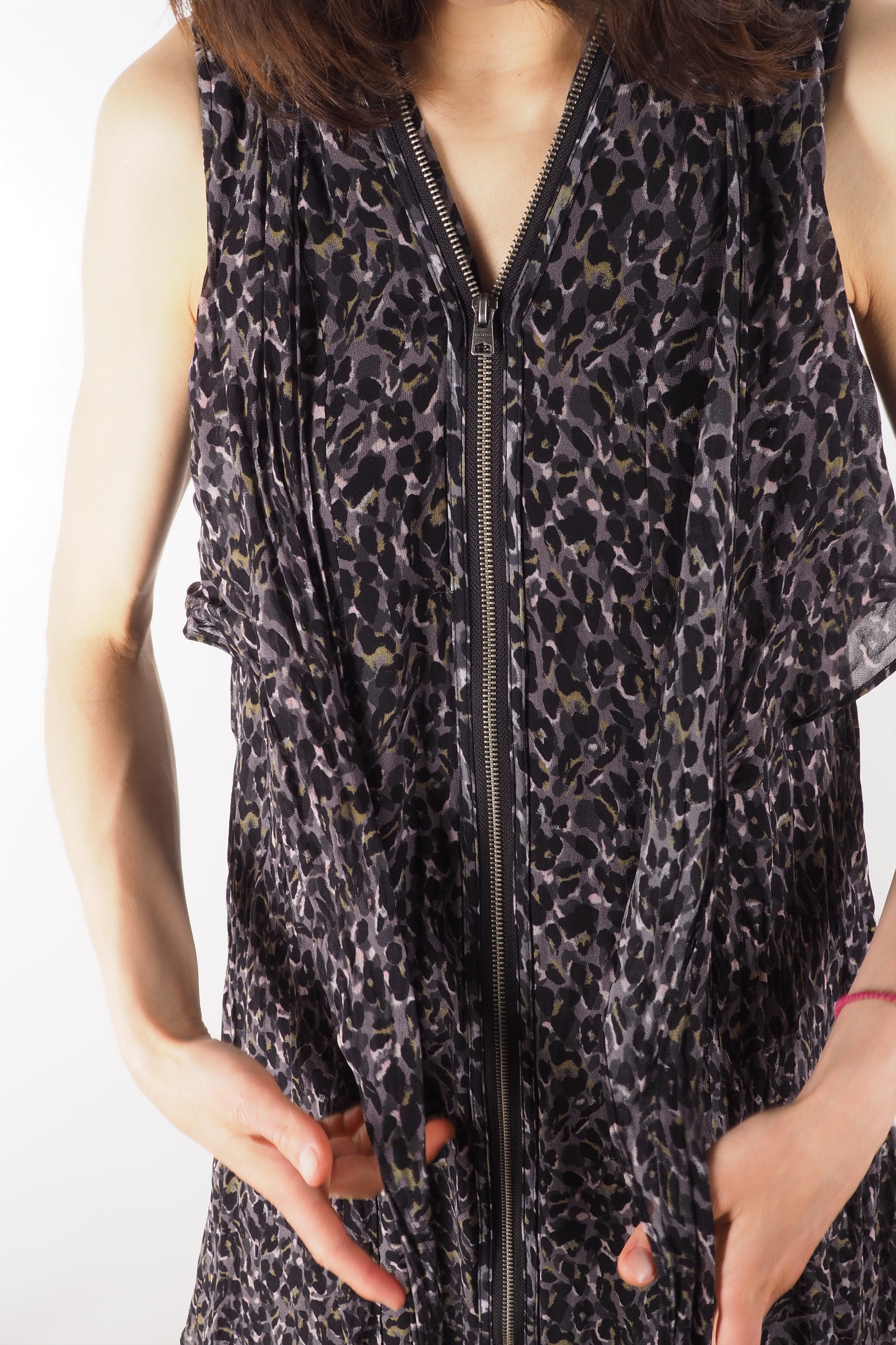 Allsaints AllSaints Jayda Waterleo Zipper Leopard Print Mini Dress Size S / US 4 / IT 40 - 3 Thumbnail