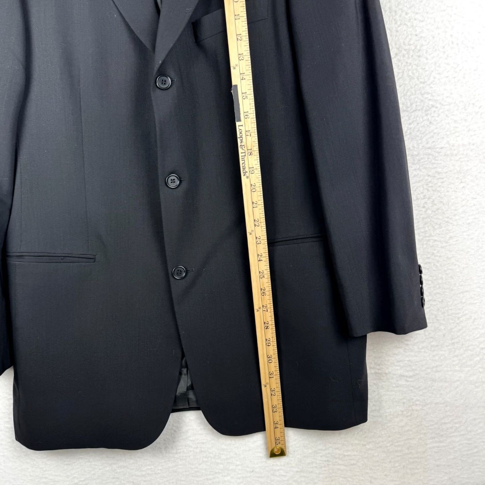 Hugo Boss VINTAGE BOSS by Hugo Boss Mens 42L Einstein Wool Black Suit Coat Blazer Jacket USA Size 42R - 7 Thumbnail