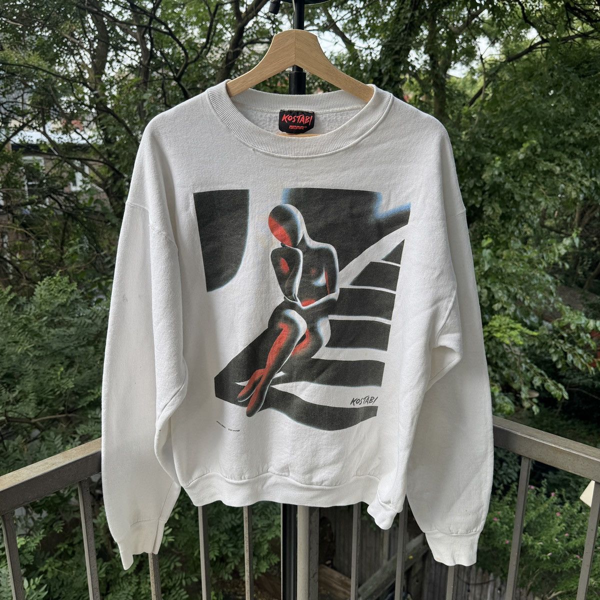 Vintage 80s Thrashed Faded Kostabi Art Sweatshirt ERD Grunge Size US L / EU 52-54 / 3 - 1 Thumbnail