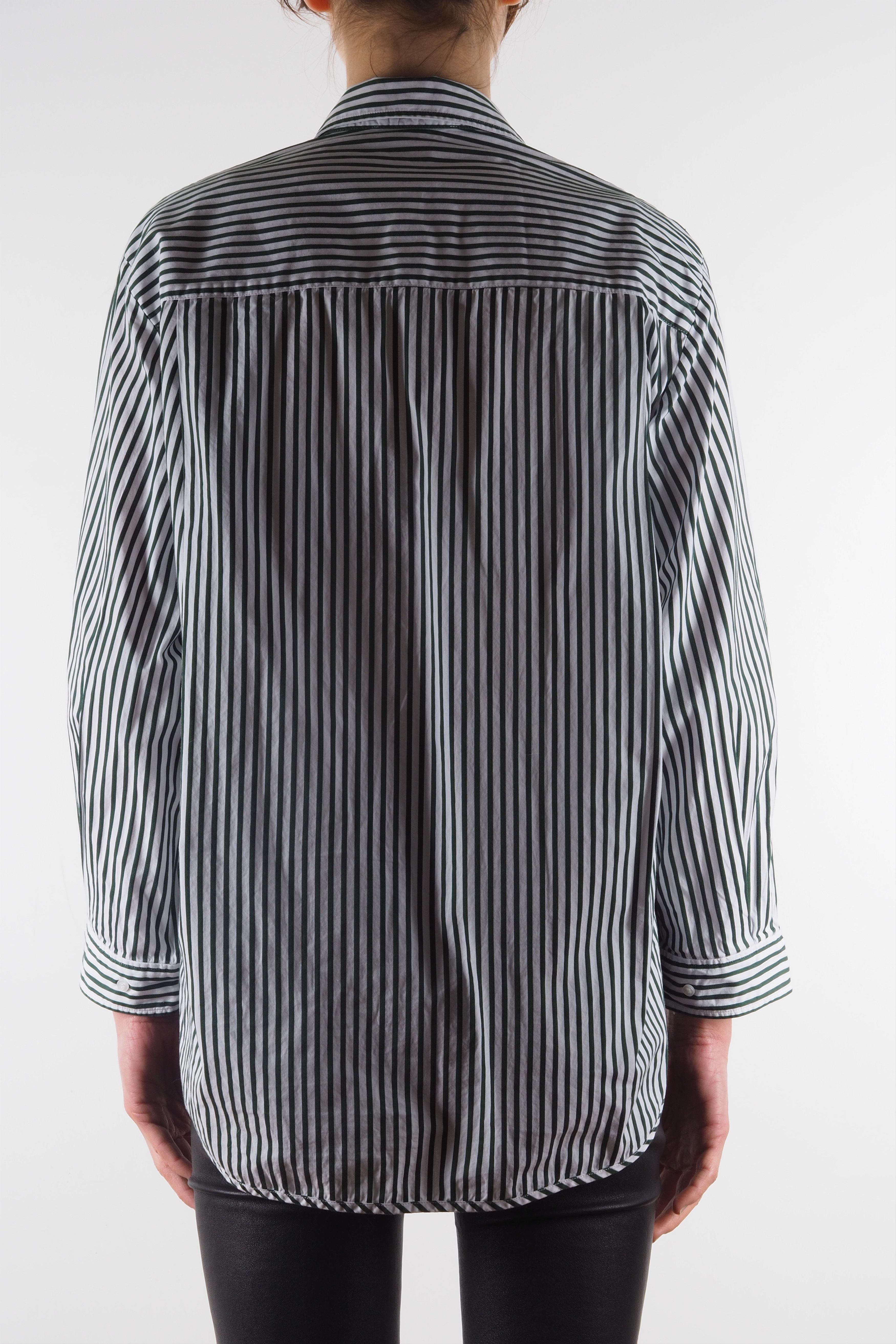 Maje Maje Paris Women's Green White Stripe Cotton Blouse Shirt Size S / US 4 / IT 40 - 2 Thumbnail