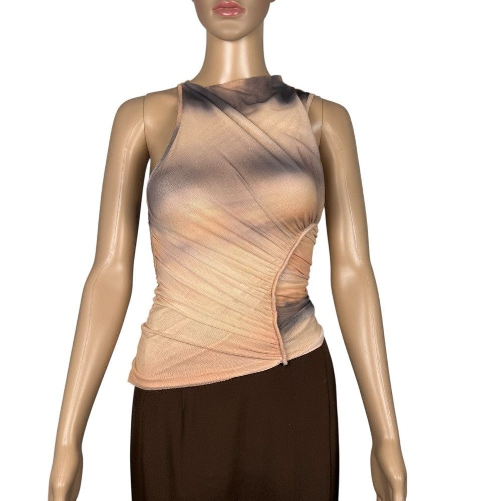 Zara New ZARA Sleeveless Asymmetrical Ruched Mesh Top Size XS Size XS / US 0-2 / IT 36-38 - 3 Thumbnail