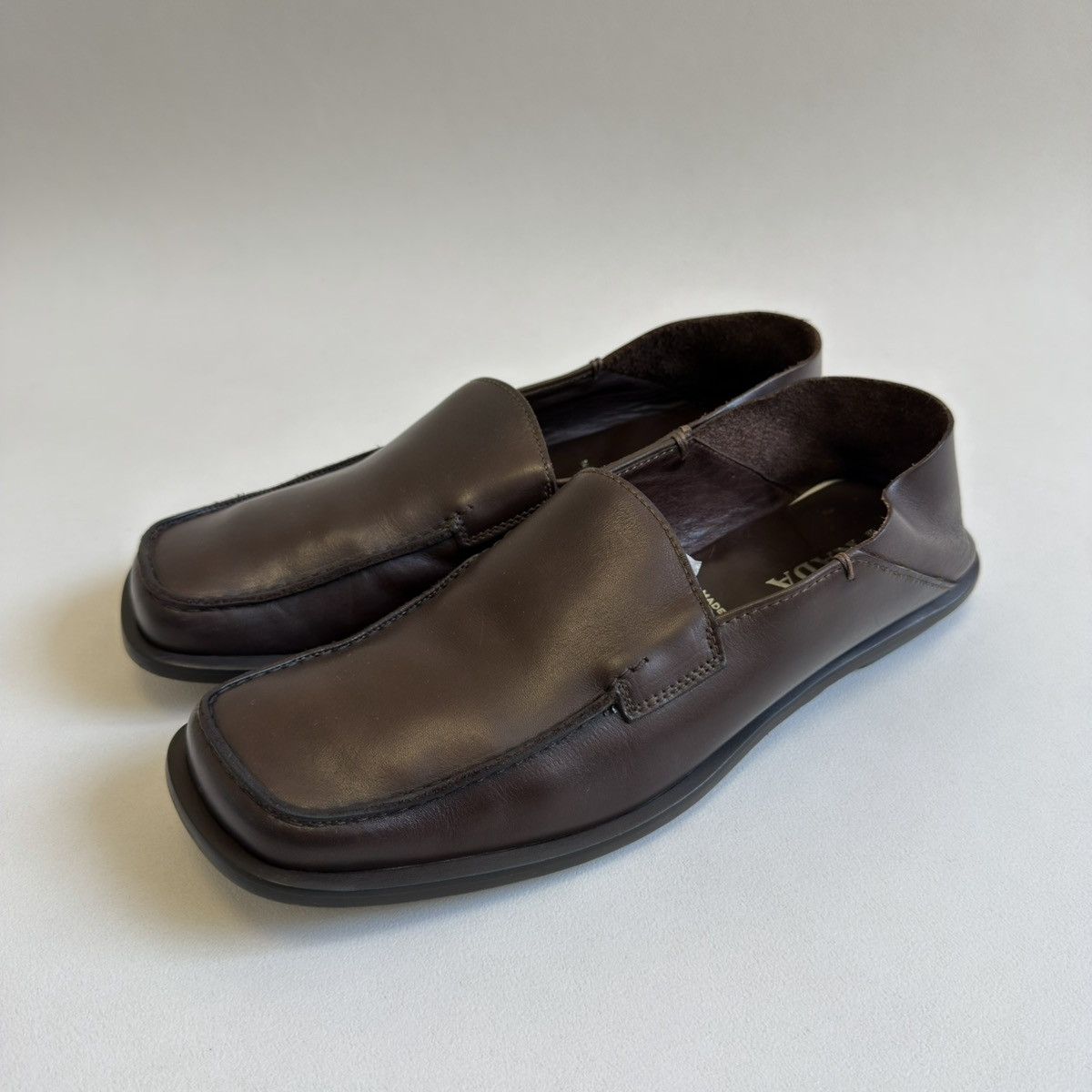 Prada Early 2000s Square Toe Leather Loafers Size US 11 / EU 44 - 9 Thumbnail